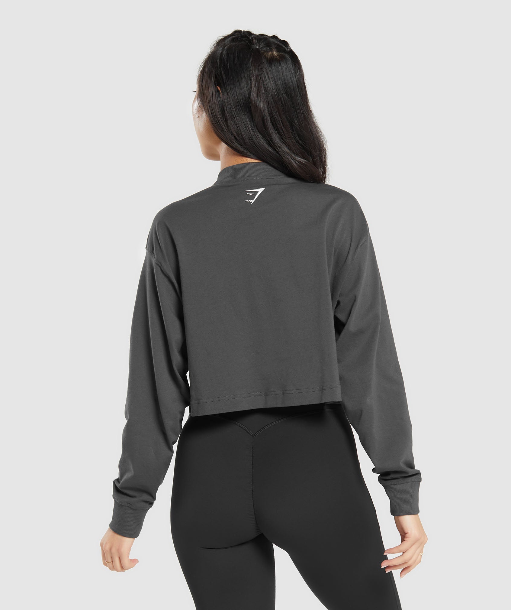 Outline Graphic Oversized Long Sleeve Top in Asphalt Grey - view 2