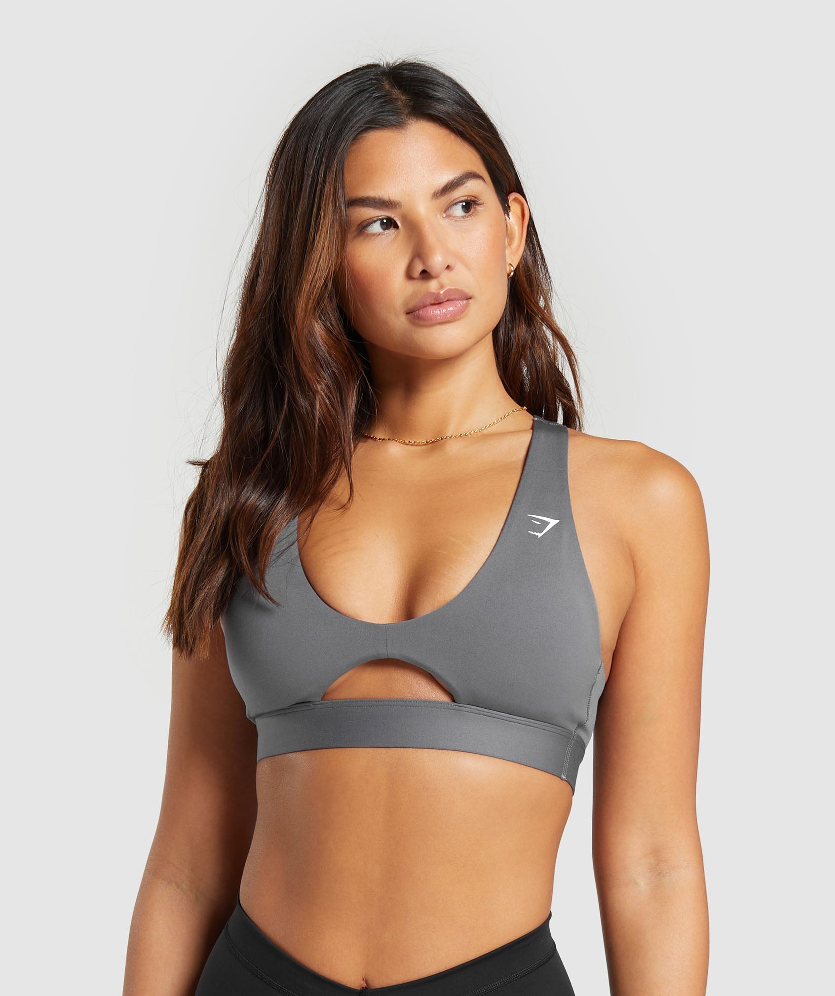 Peek A Boo Sports Bra in Brushed Grey