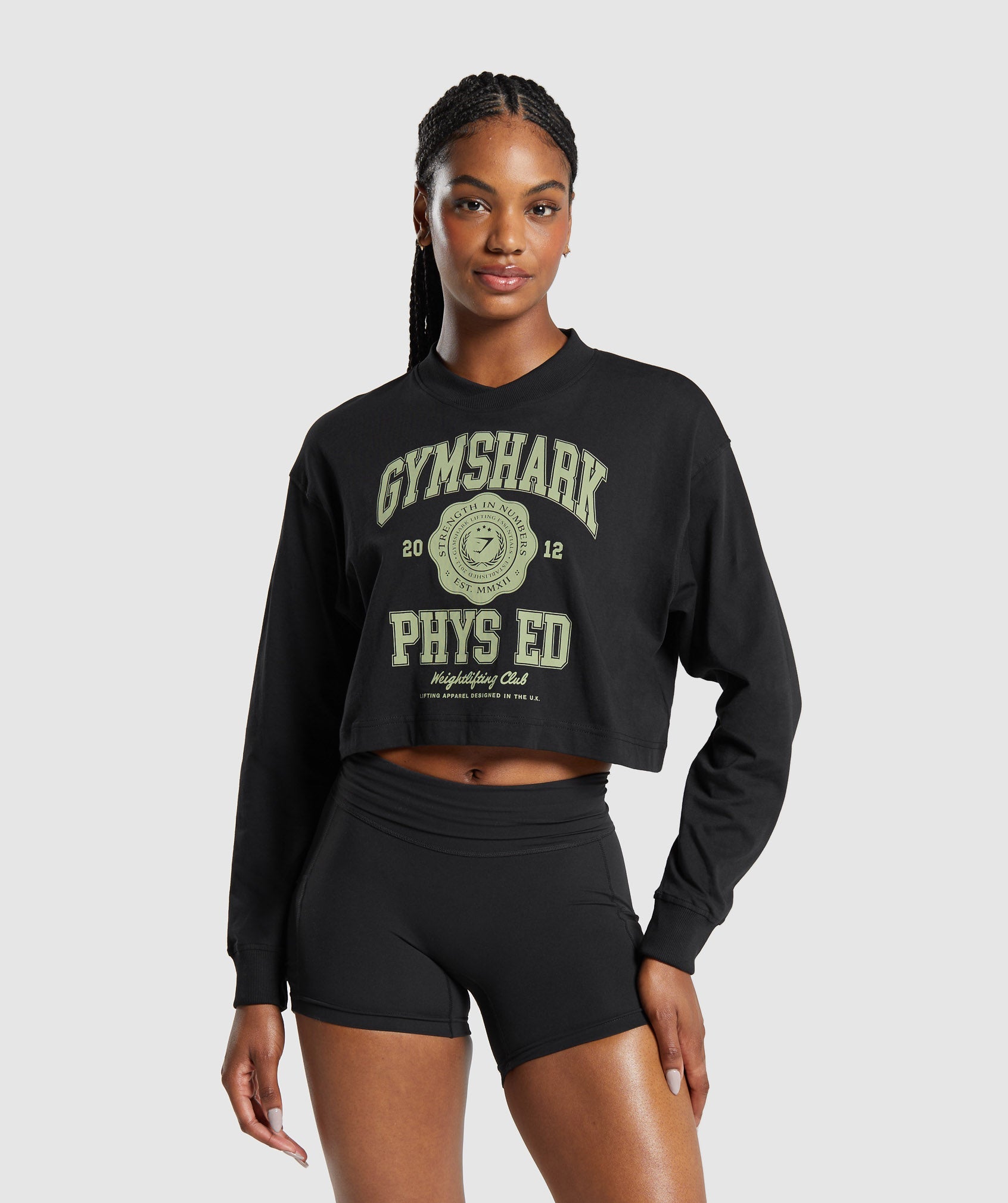 Phys Ed Graphic Long Sleeve T-Shirt in Black