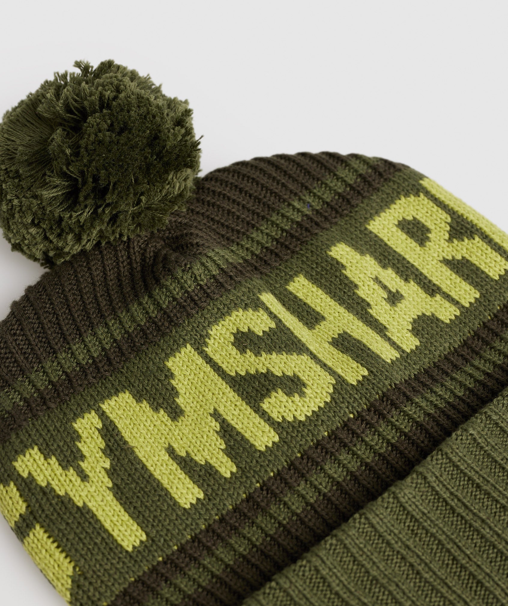 Pom Beanie in Deep Olive Green - view 2