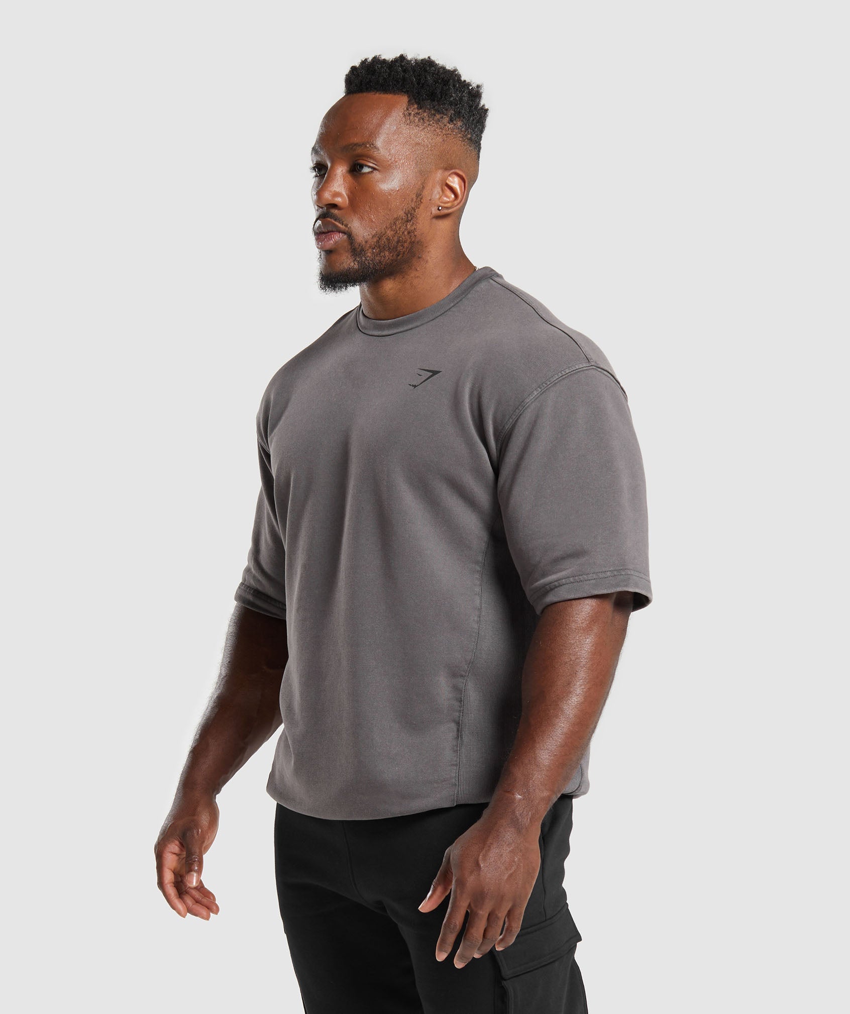 Power Washed Short Sleeve Crew in Onyx Grey - view 7