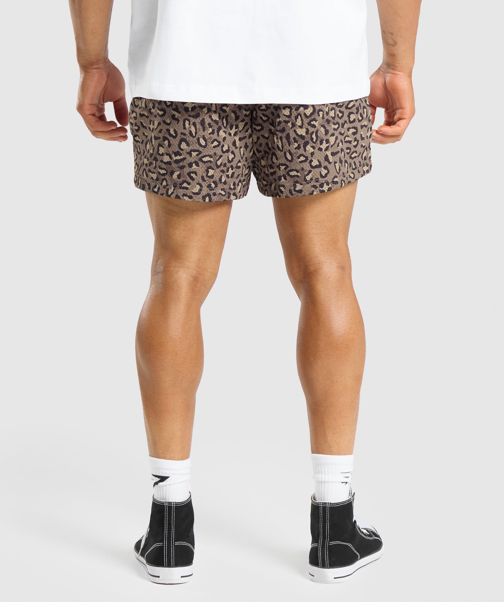 Printed Lifting Mesh 5" Shorts in Cement Brown - view 2