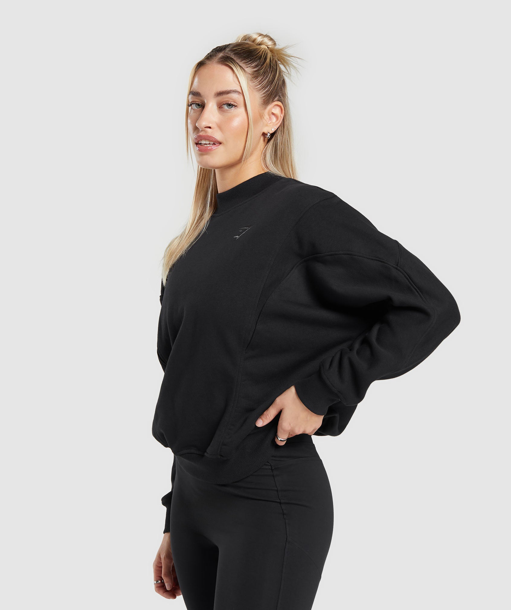 Rest Day Cotton Contour Pullover in Black - view 3