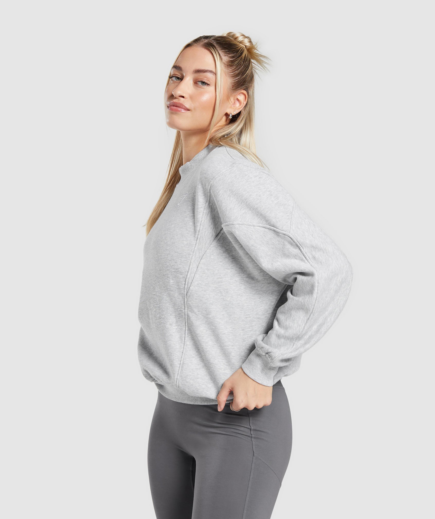 Rest Day Cotton Contour Pullover in Light Grey Marl - view 3