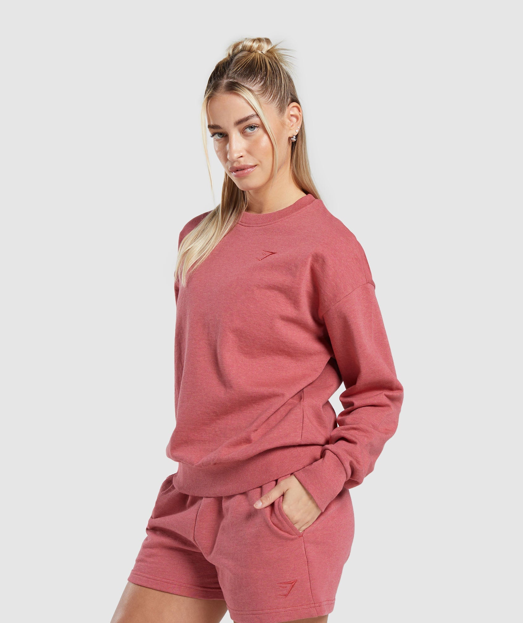 Rest Day Sweats Crew in Heritage Pink Marl - view 3