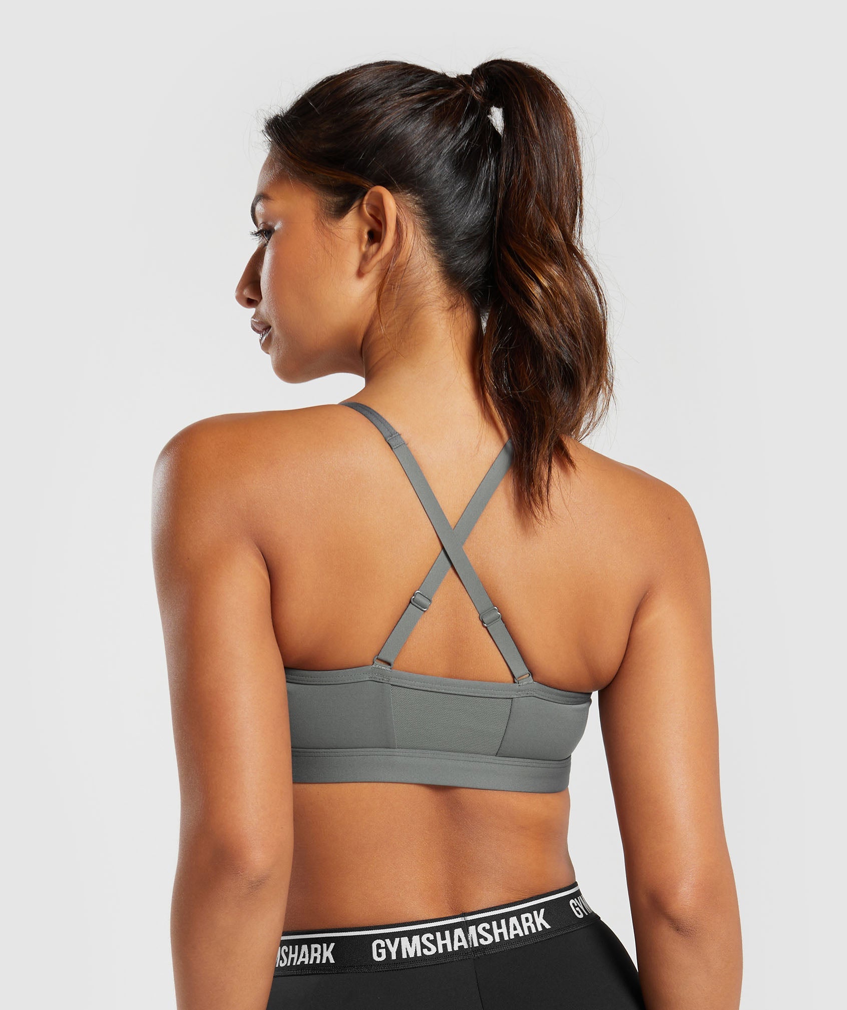 RUCHED STRAPPY SPORTS BRA Black Gymshark Womens Light Support Size