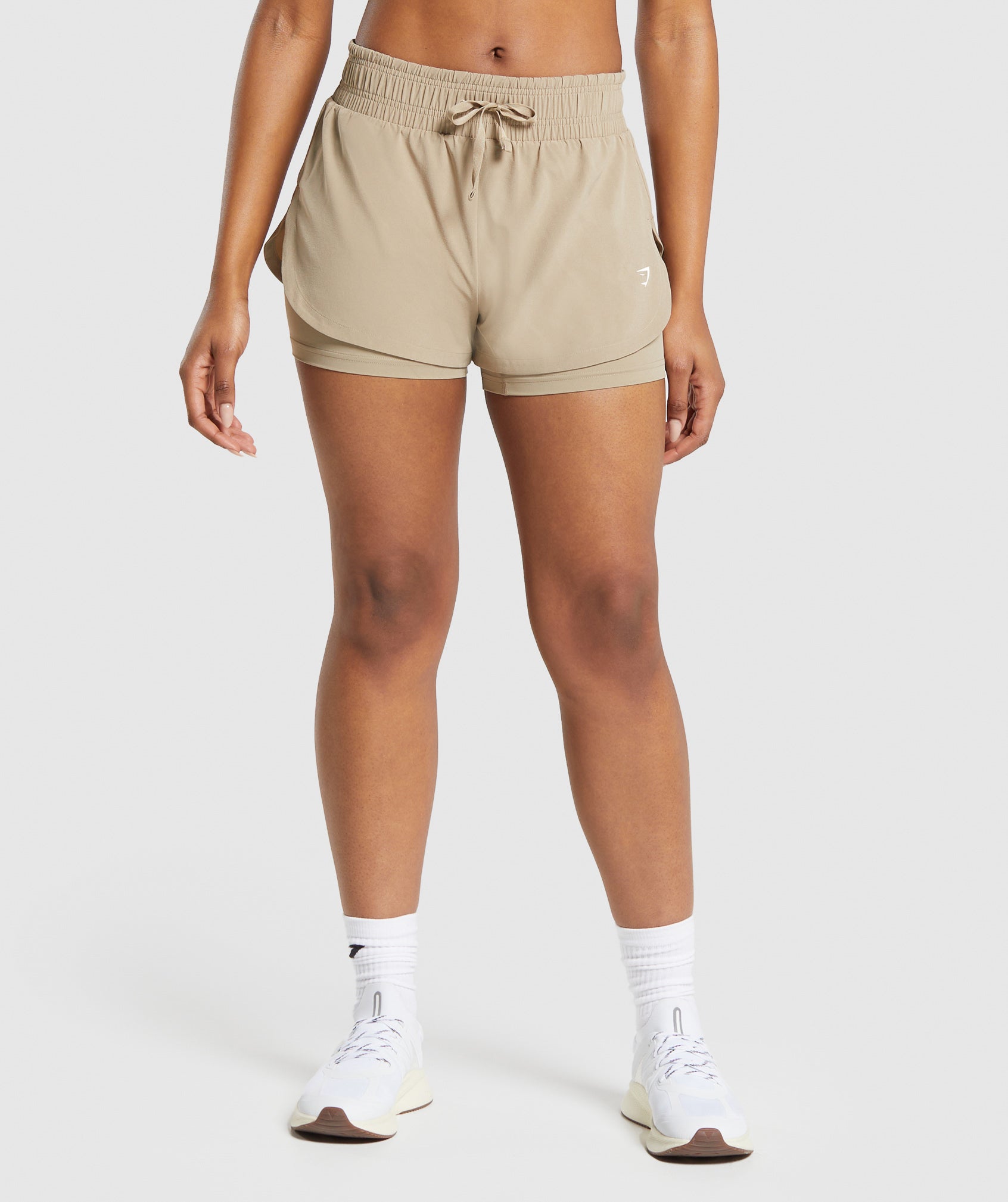 Running 2 In 1 Shorts in Cement Brown