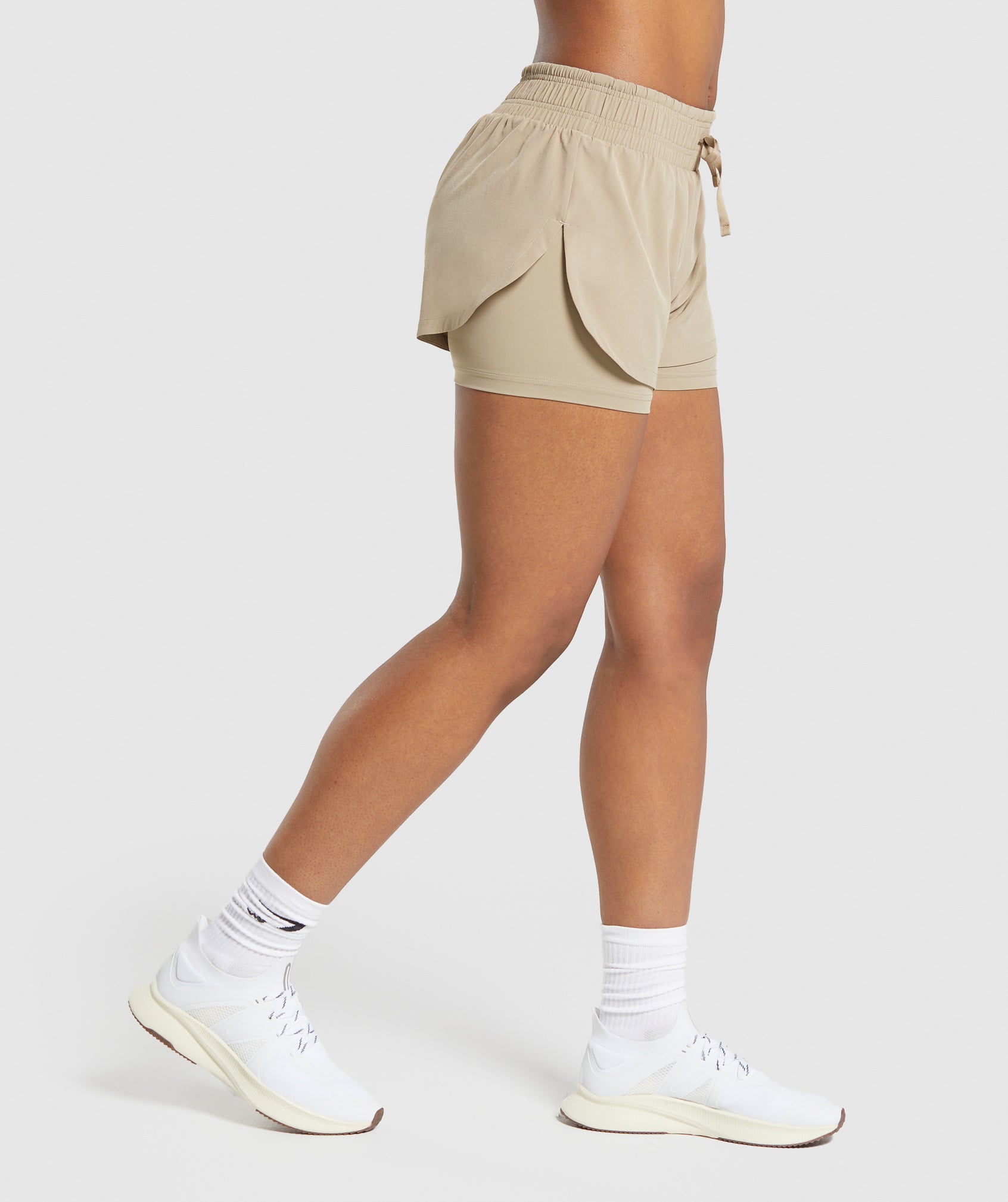 Running 2 In 1 Shorts in Cement Brown - view 3