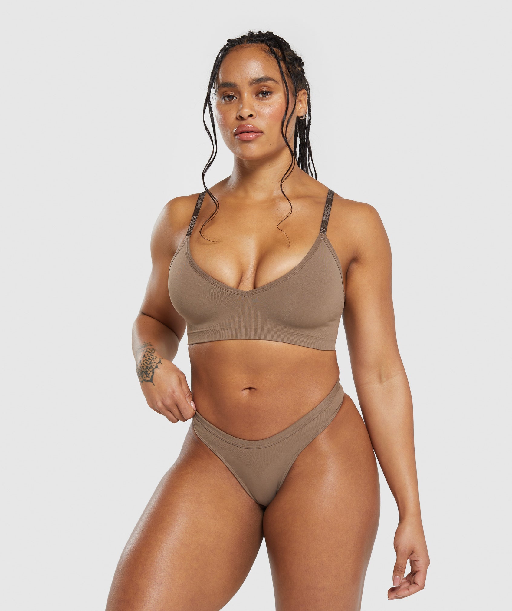 Seamless Dipped Front Thong in Soul Brown - view 6