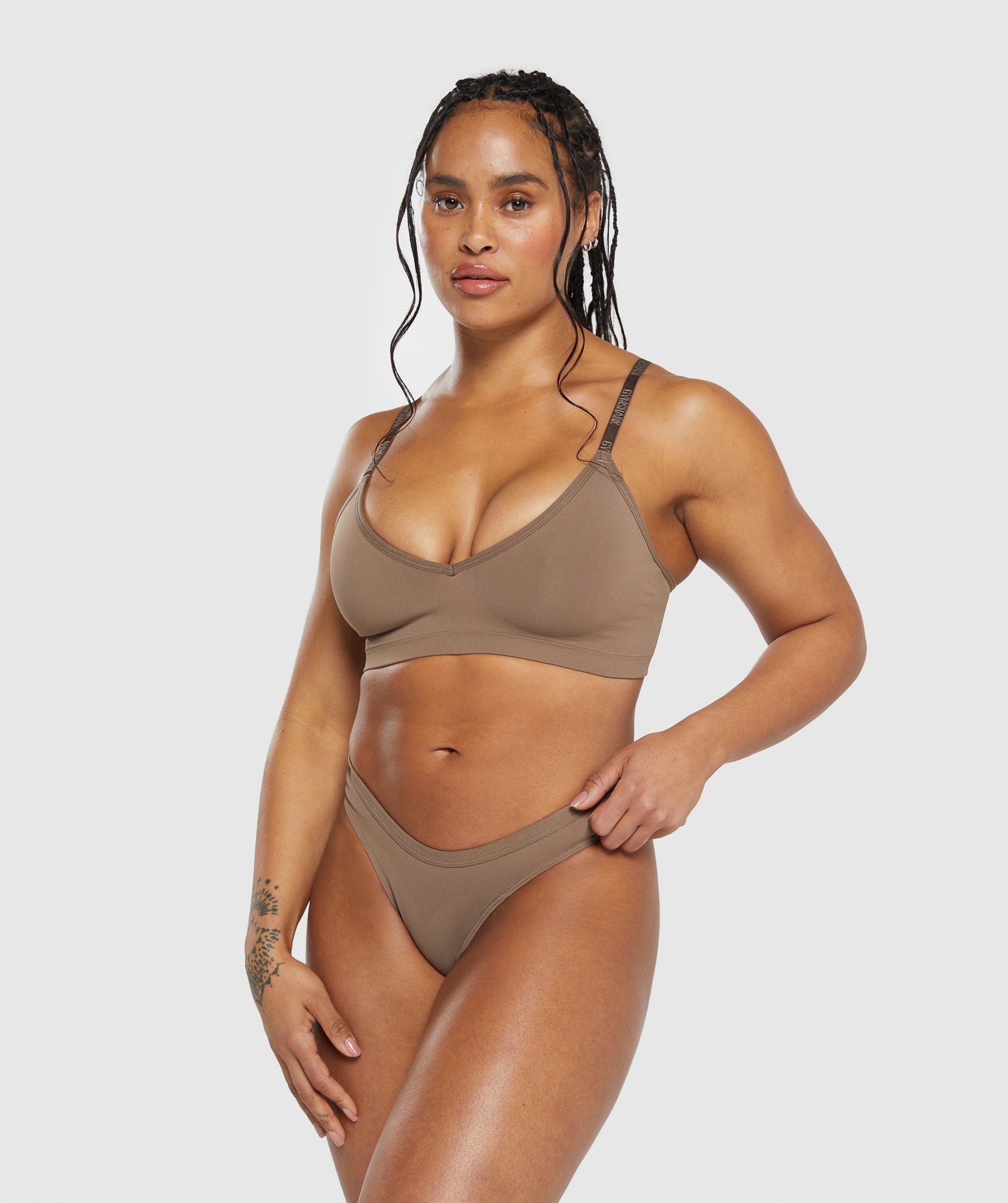 Seamless Dipped Front Thong in Soul Brown - view 4