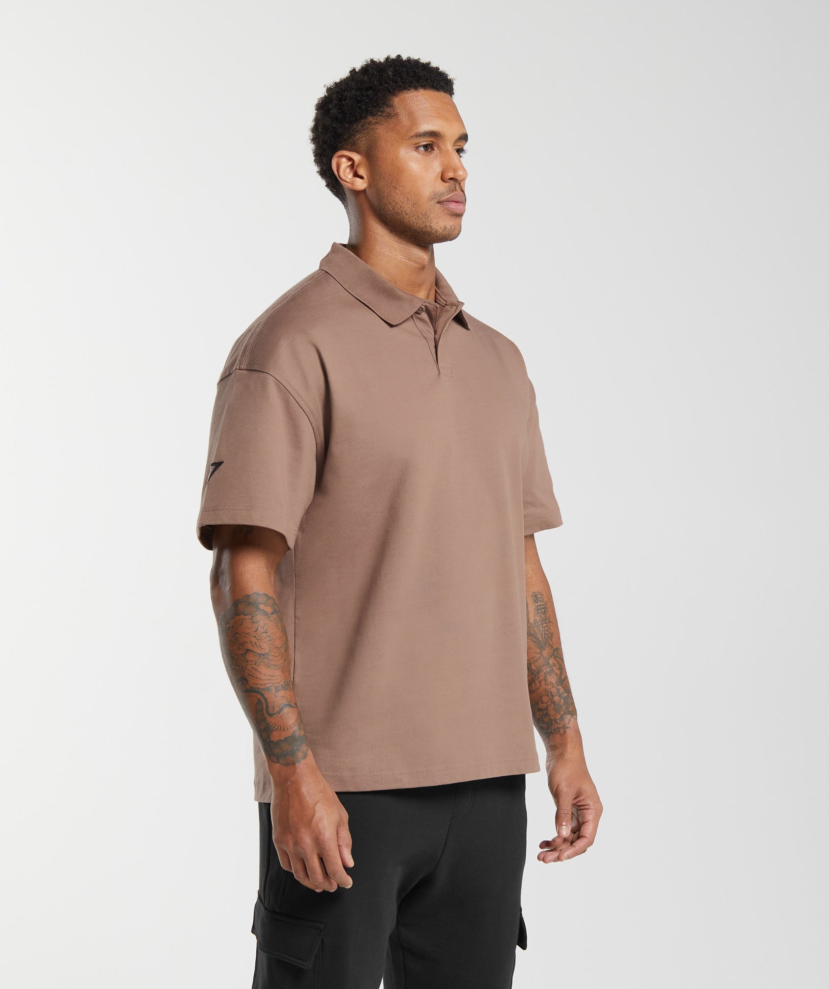 Short Sleeve Polo in Mocha Mauve - view 3