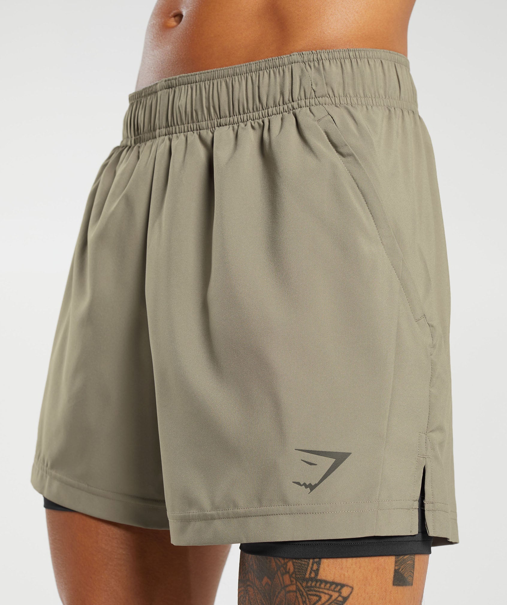 Sport 5" 2 in 1 Shorts in Linen Brown/Black - view 5