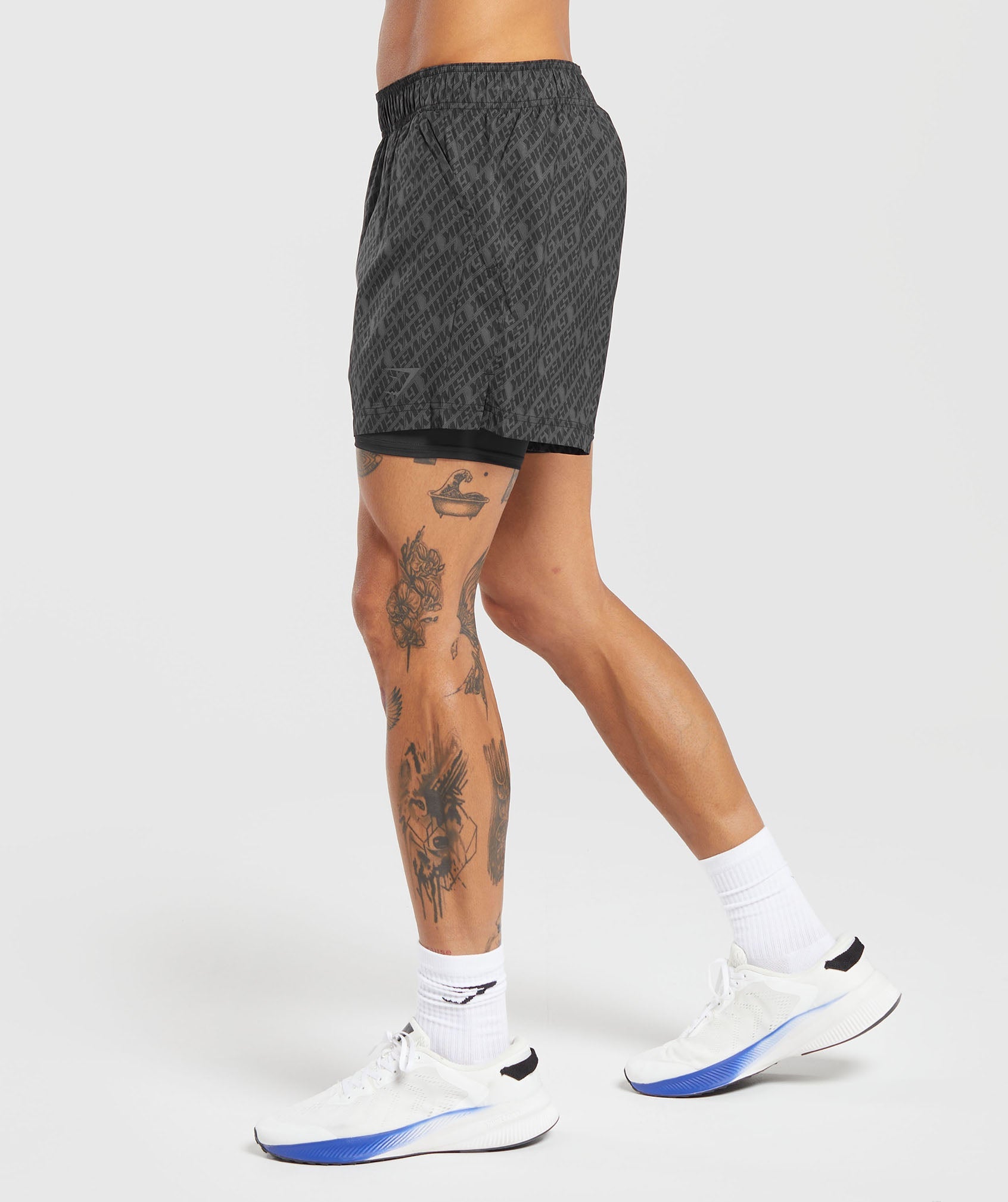 Sport 5" 2 in 1 Shorts in Asphalt Grey/Black - view 3