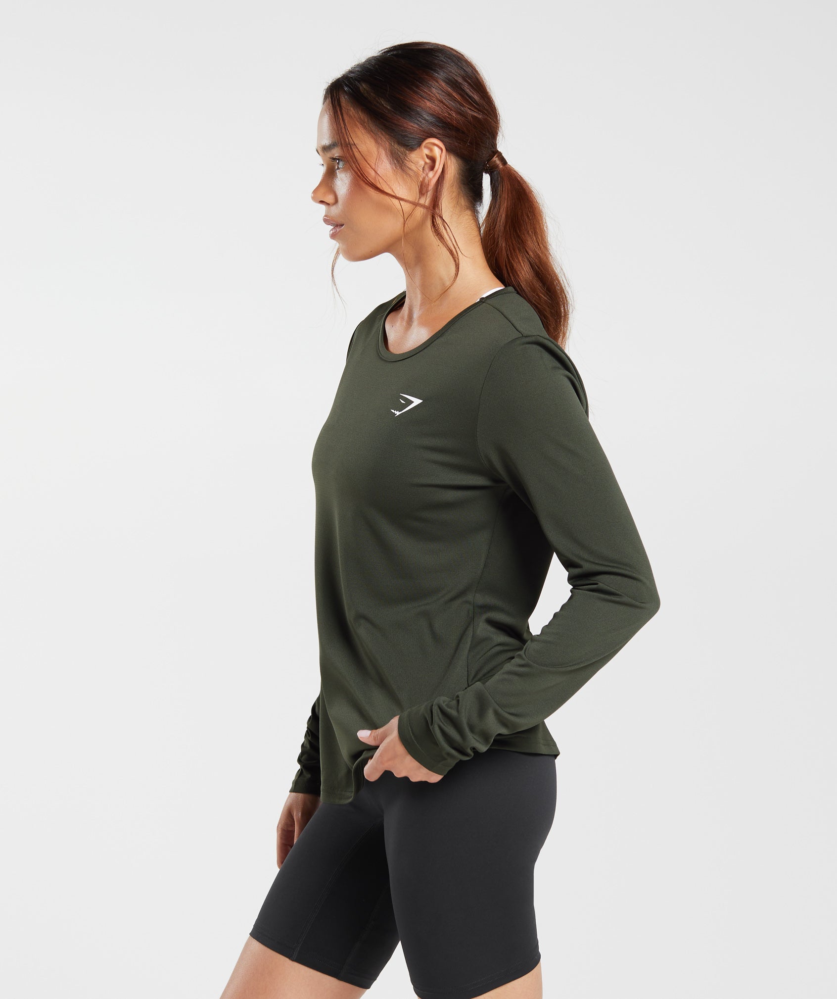 Training Long Sleeve Top in Deep Olive Green - view 3