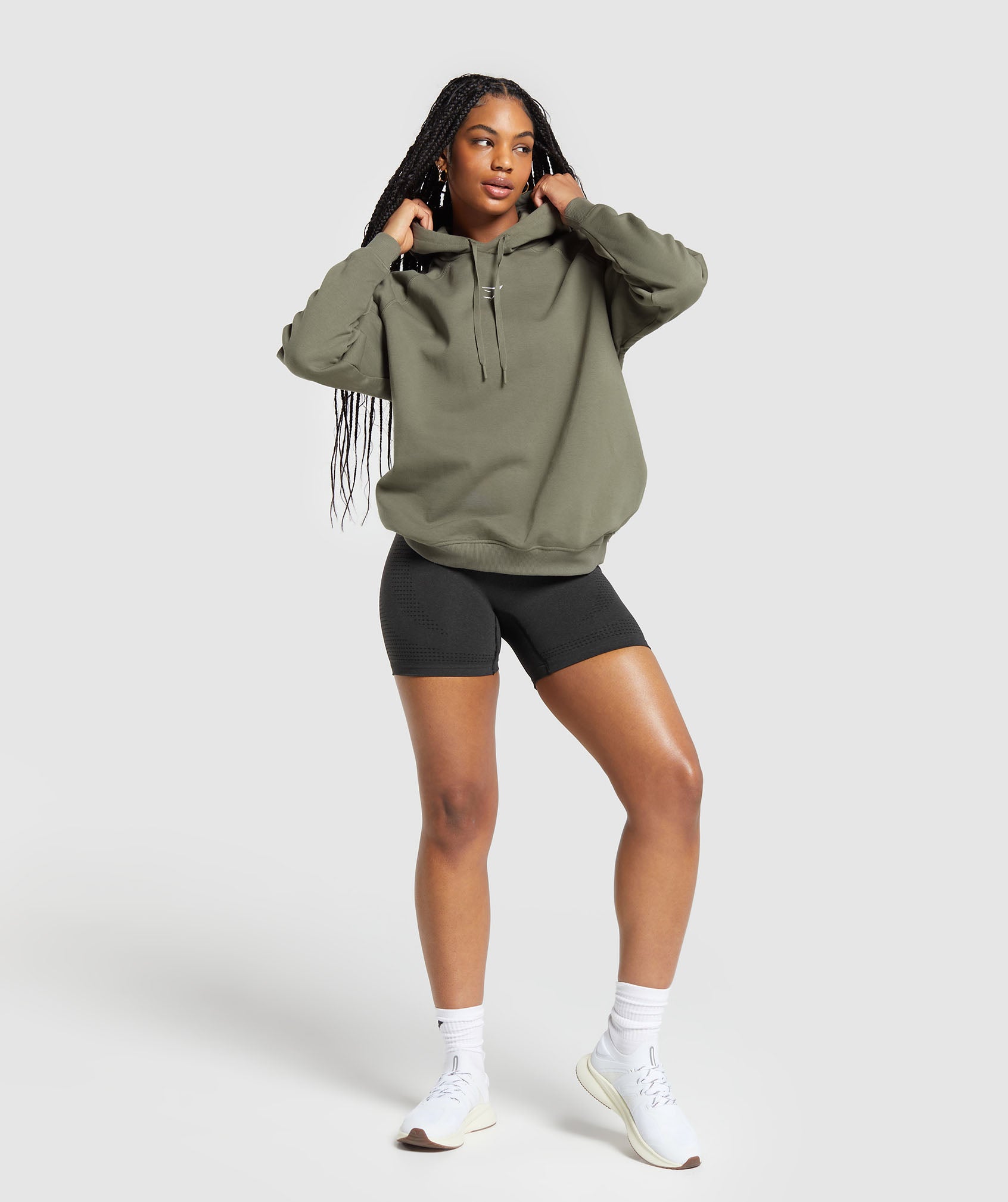 Training Oversized Fleece Hoodie in Base Green