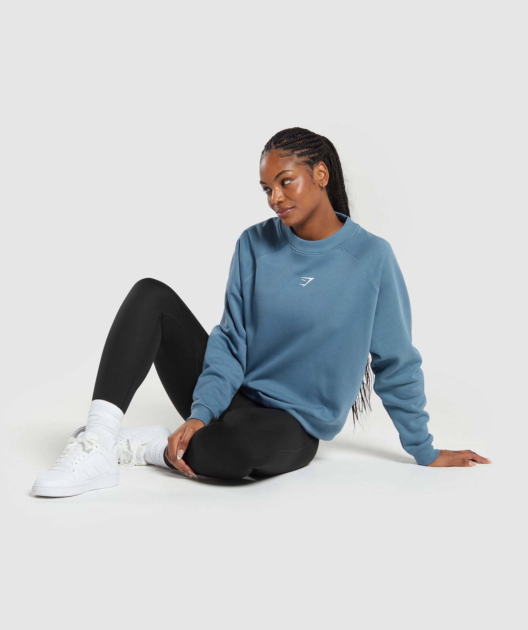 Training Oversized Fleece Sweatshirt in Faded Blue - view 4