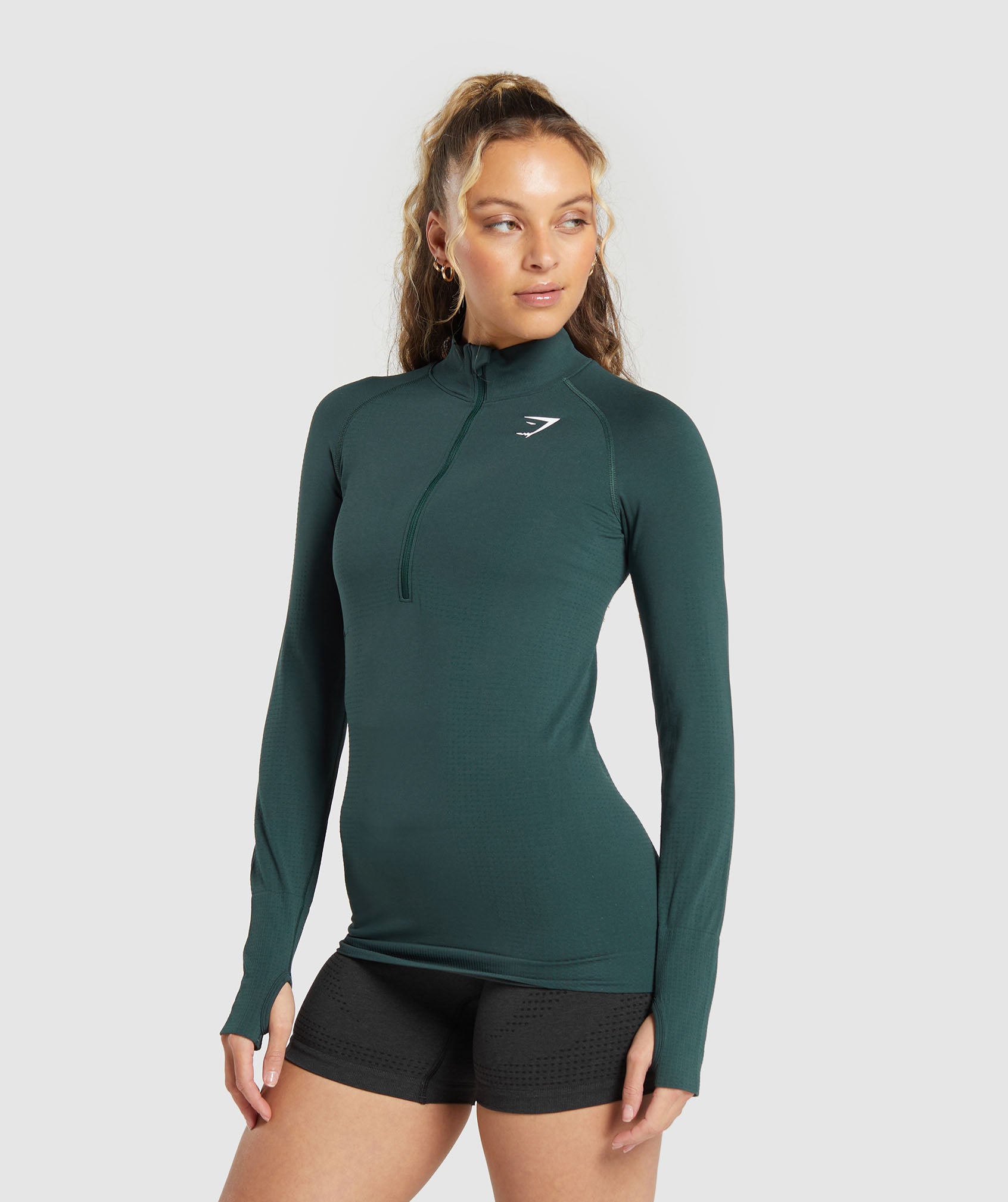 Vital Seamless 2.0 1/2 Zip in Woodland Green/ Marl - view 3