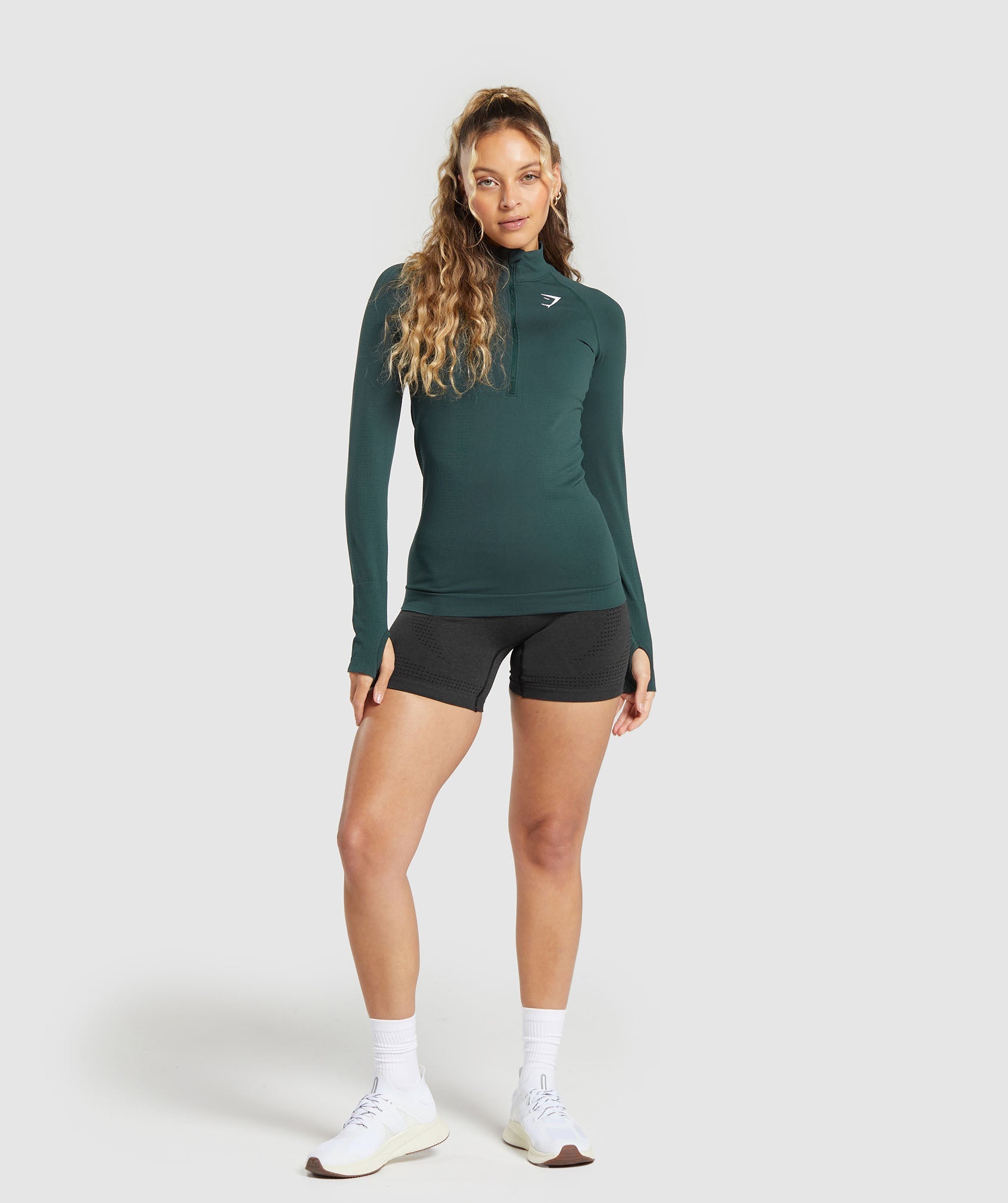 Vital Seamless 2.0 1/2 Zip in Woodland Green/ Marl - view 4