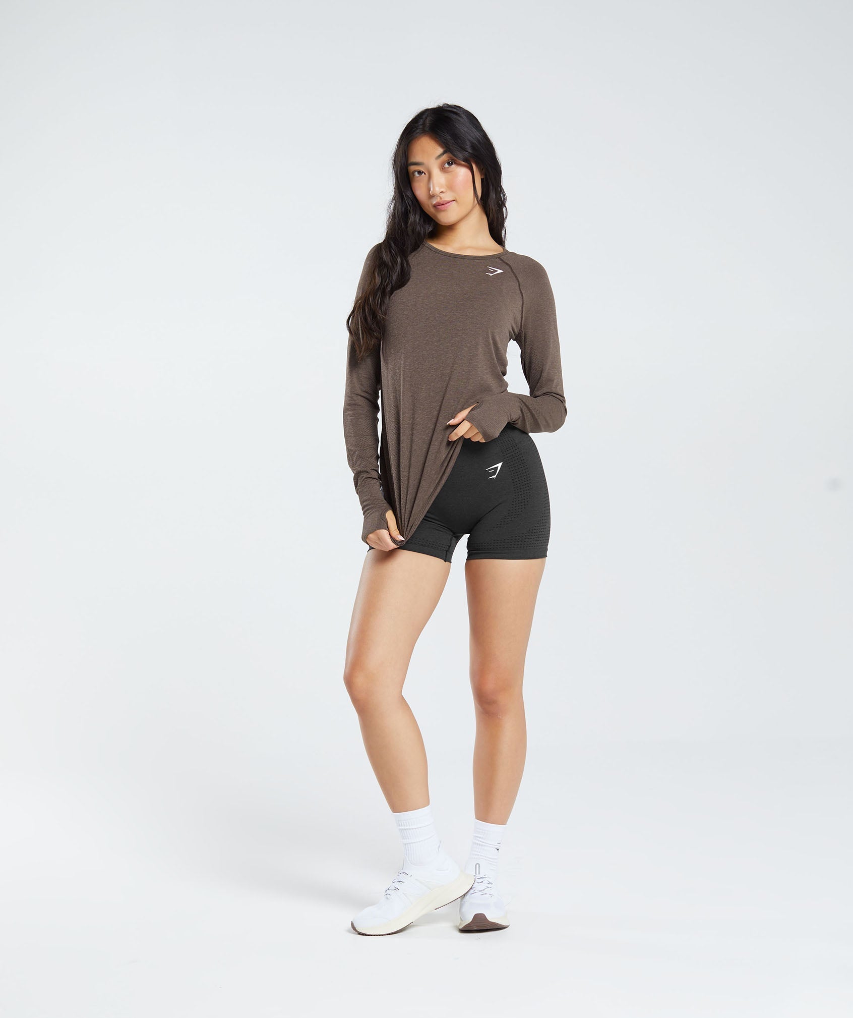 Vital Seamless 2.0 Light Long Sleeve Top in Brown Marl - view 4