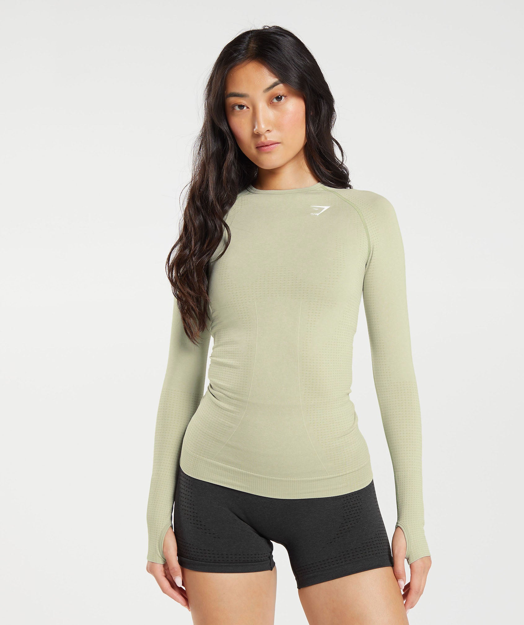 Gymshark Vital Seamless 2.0 Light Long Sleeve Top - Brown Marl