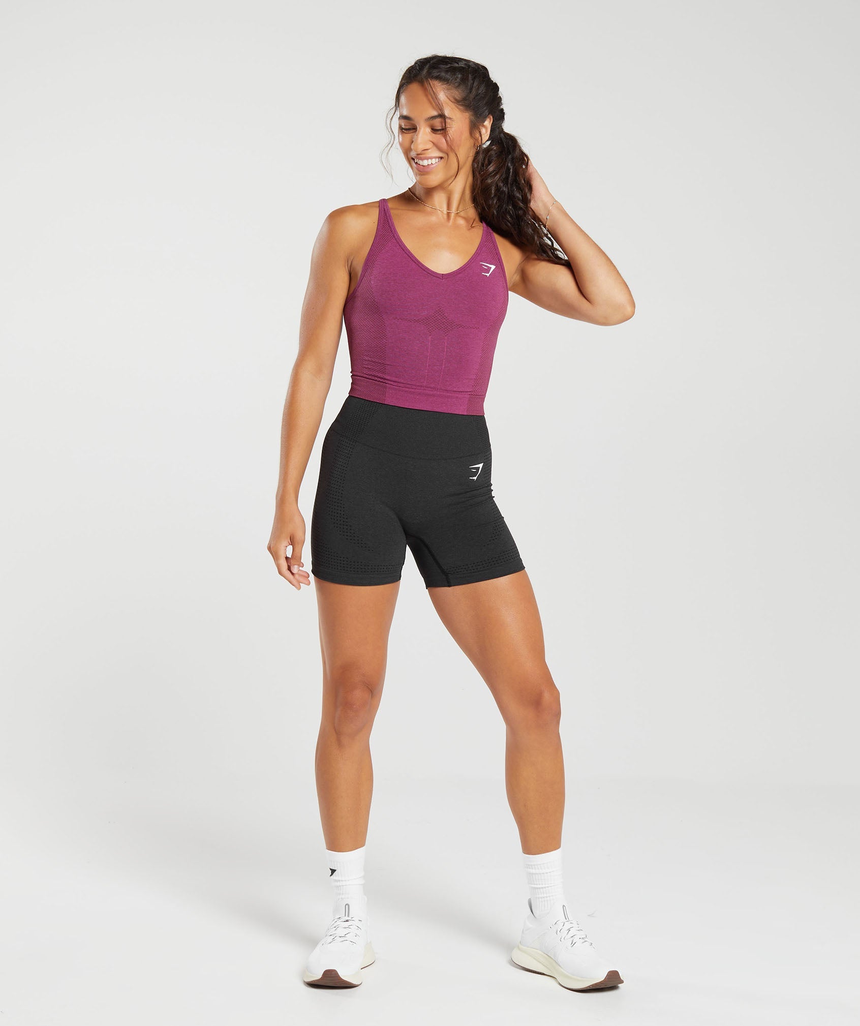 Vital Seamless  2.0 Midi Tank in Plum Pink Marl - view 4