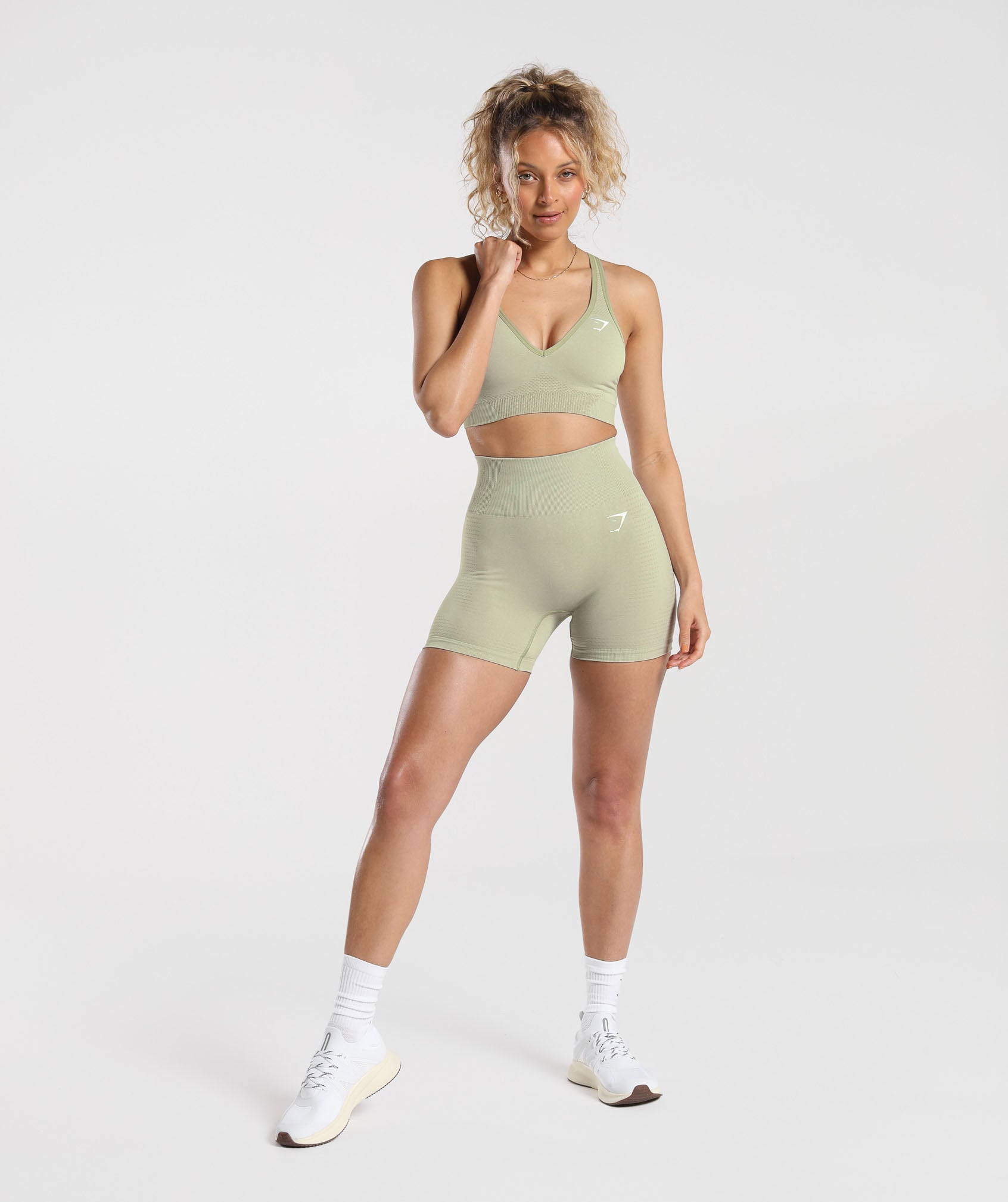 Vital Seamless 2.0 Shorts in Light Sage Green Marl - view 4