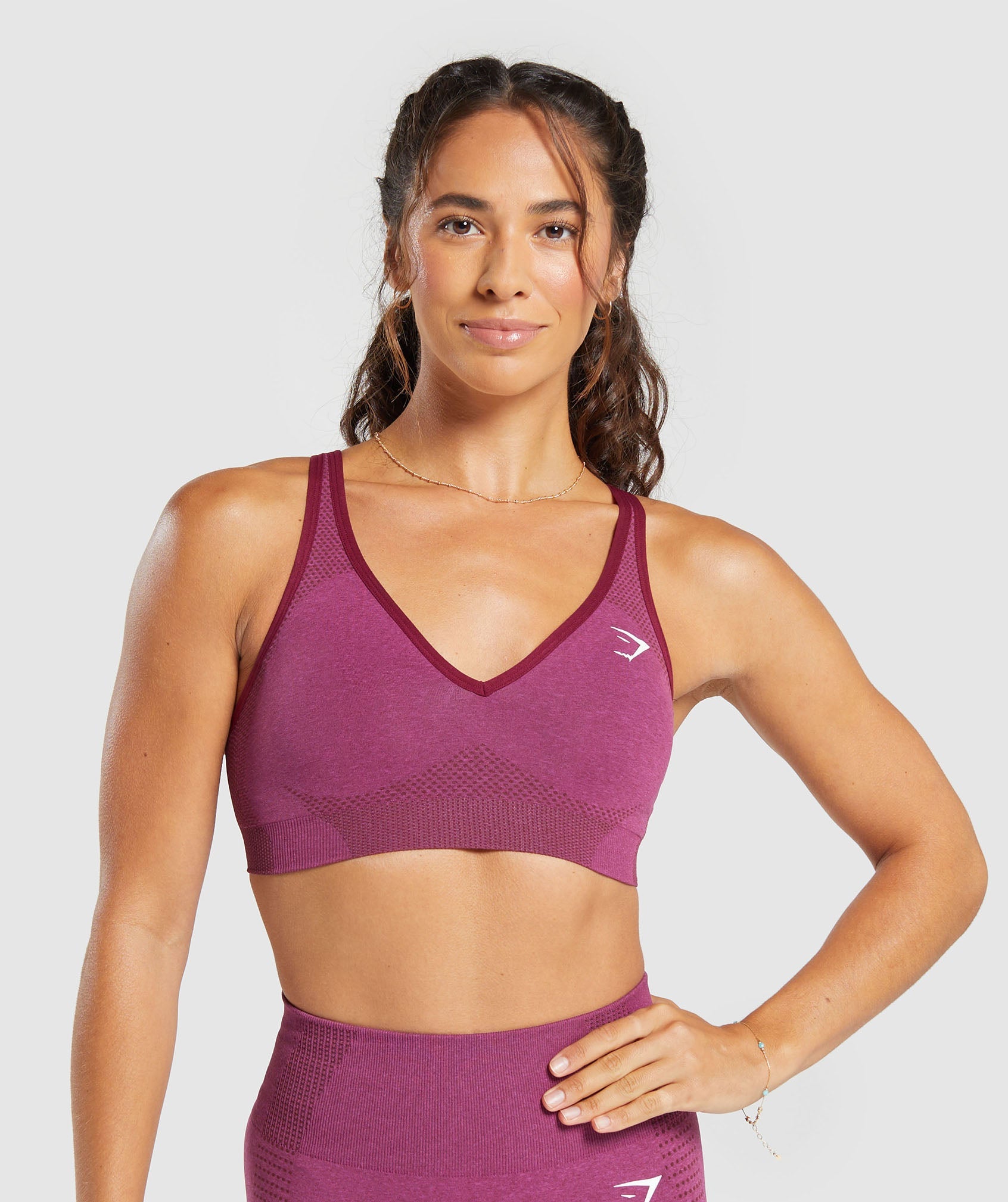 Gymshark Vital Seamless 2.0 V Neck Sports Bra - Electric Blue Marl