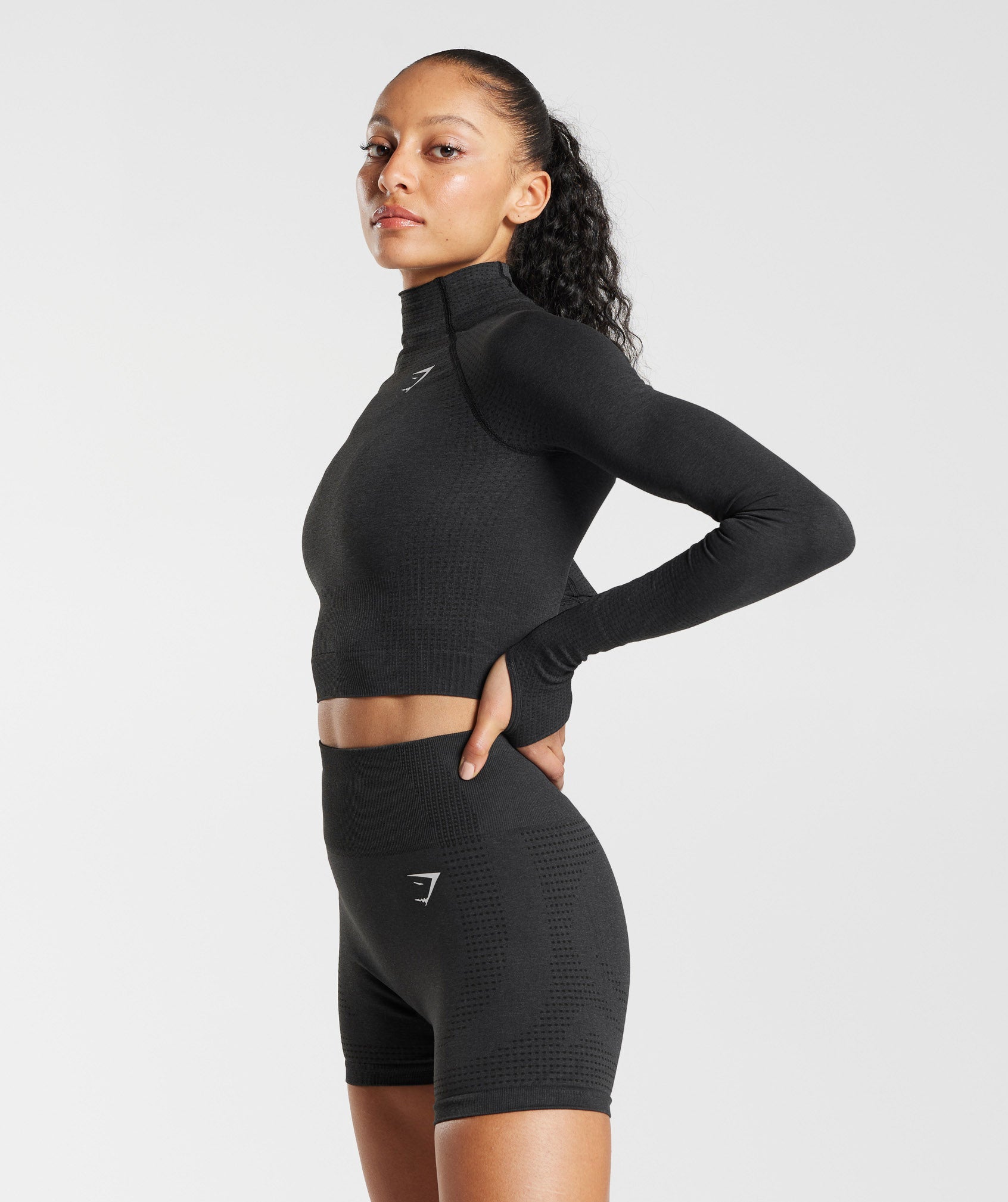 Gymshark Vital Seamless 2.0 High Neck Midi Top - Woodland Green