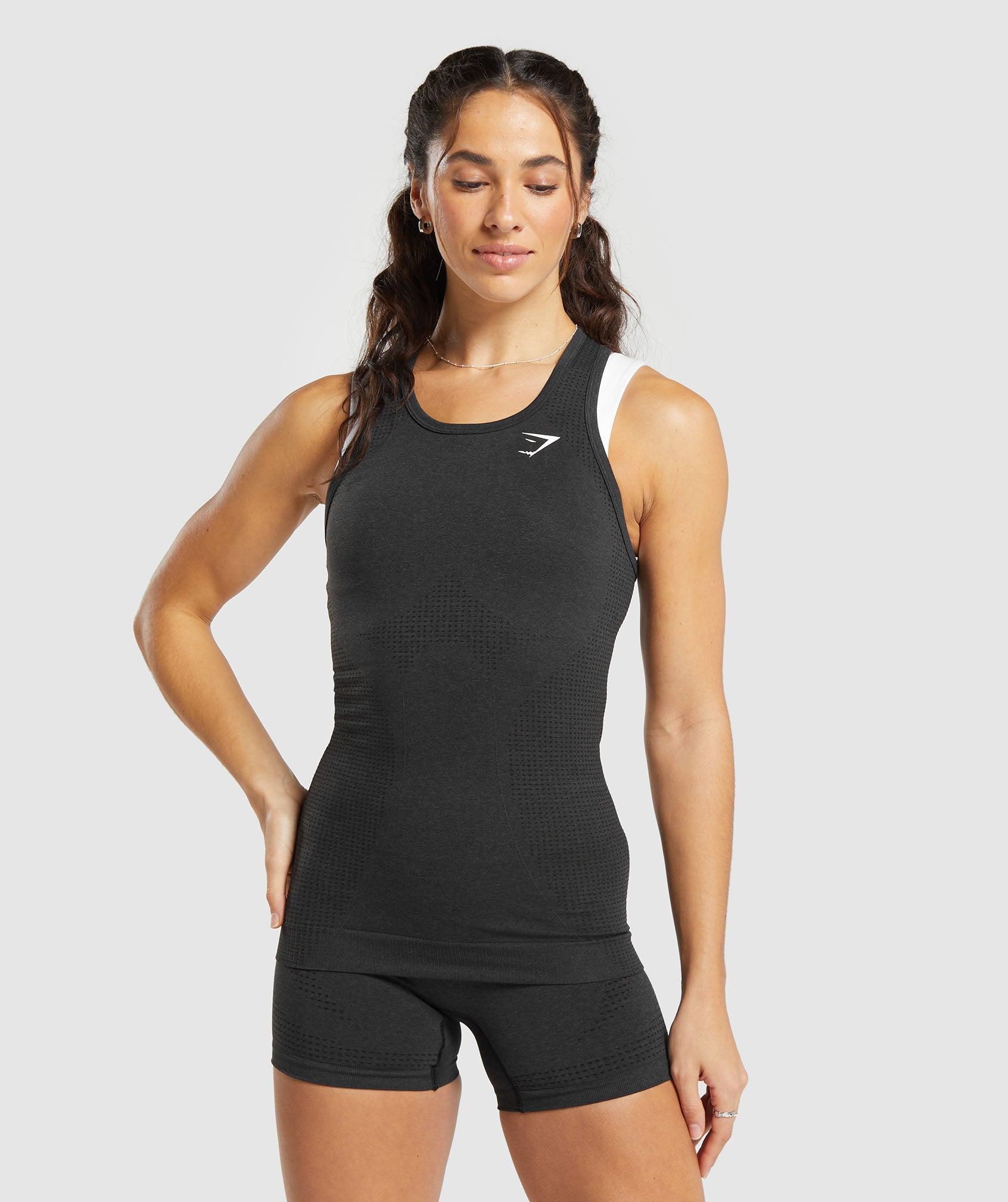 Vital Seamless Tank in Black Marl - view 1