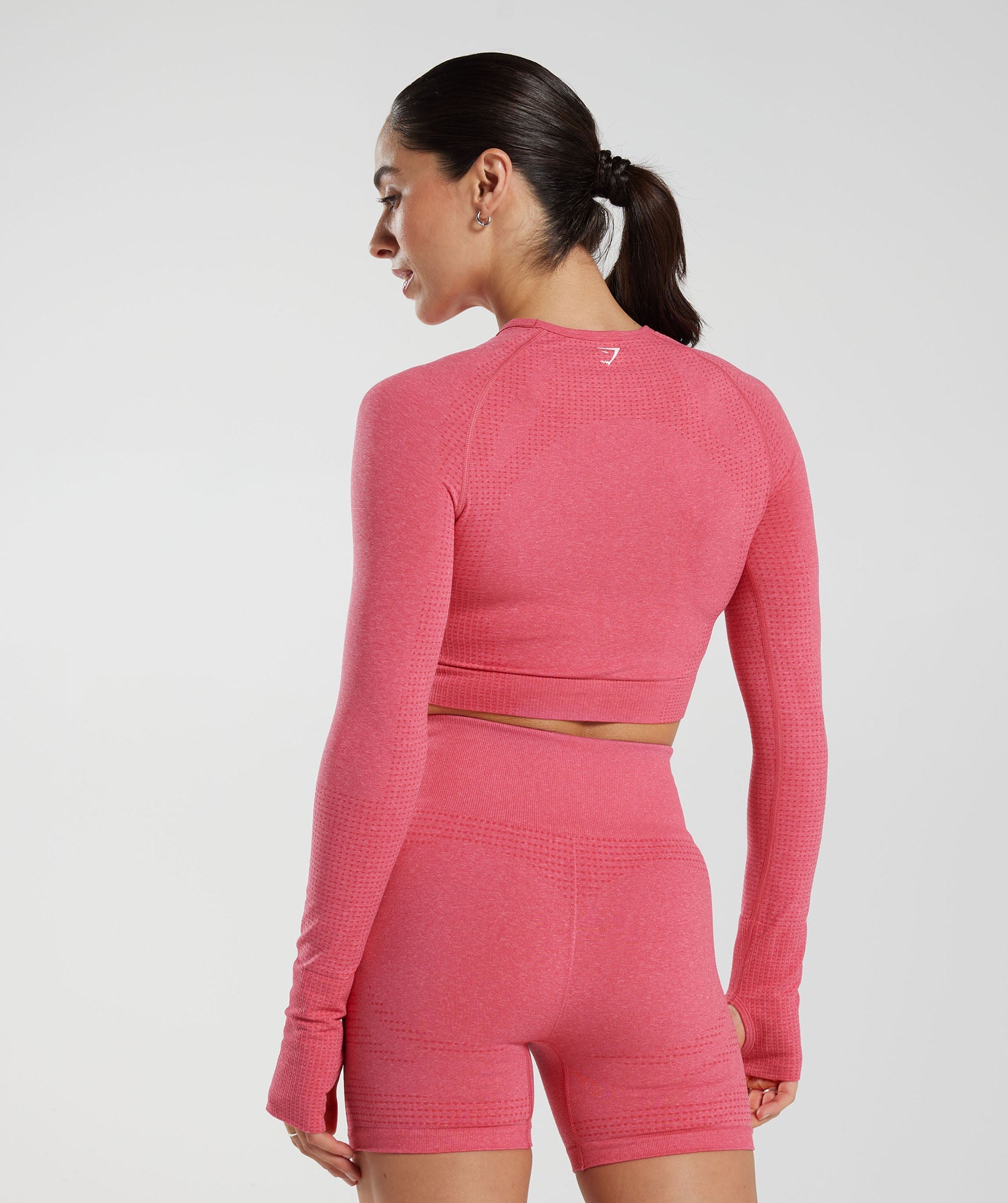 Gymshark Adapt Ombre Seamless Long Sleeve Crop Top - Orange Marl/Pink