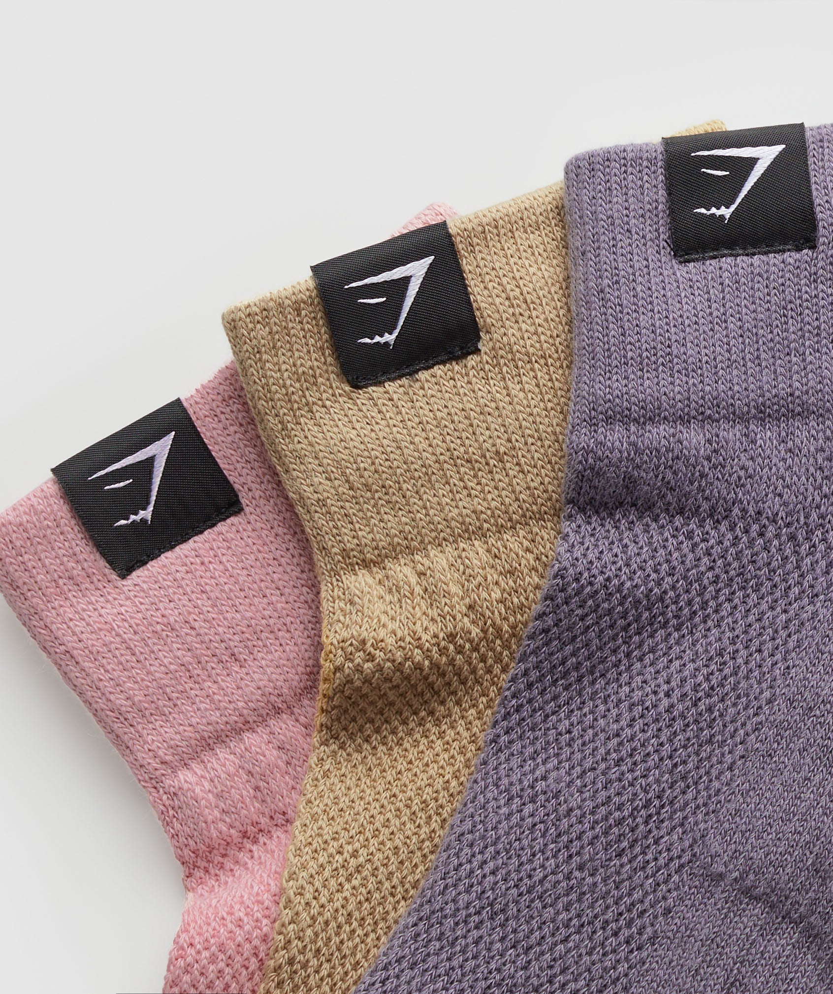 Woven Tab Quarter Socks 3pk in Light Pink/Sand Beige/Fog Purple - view 2