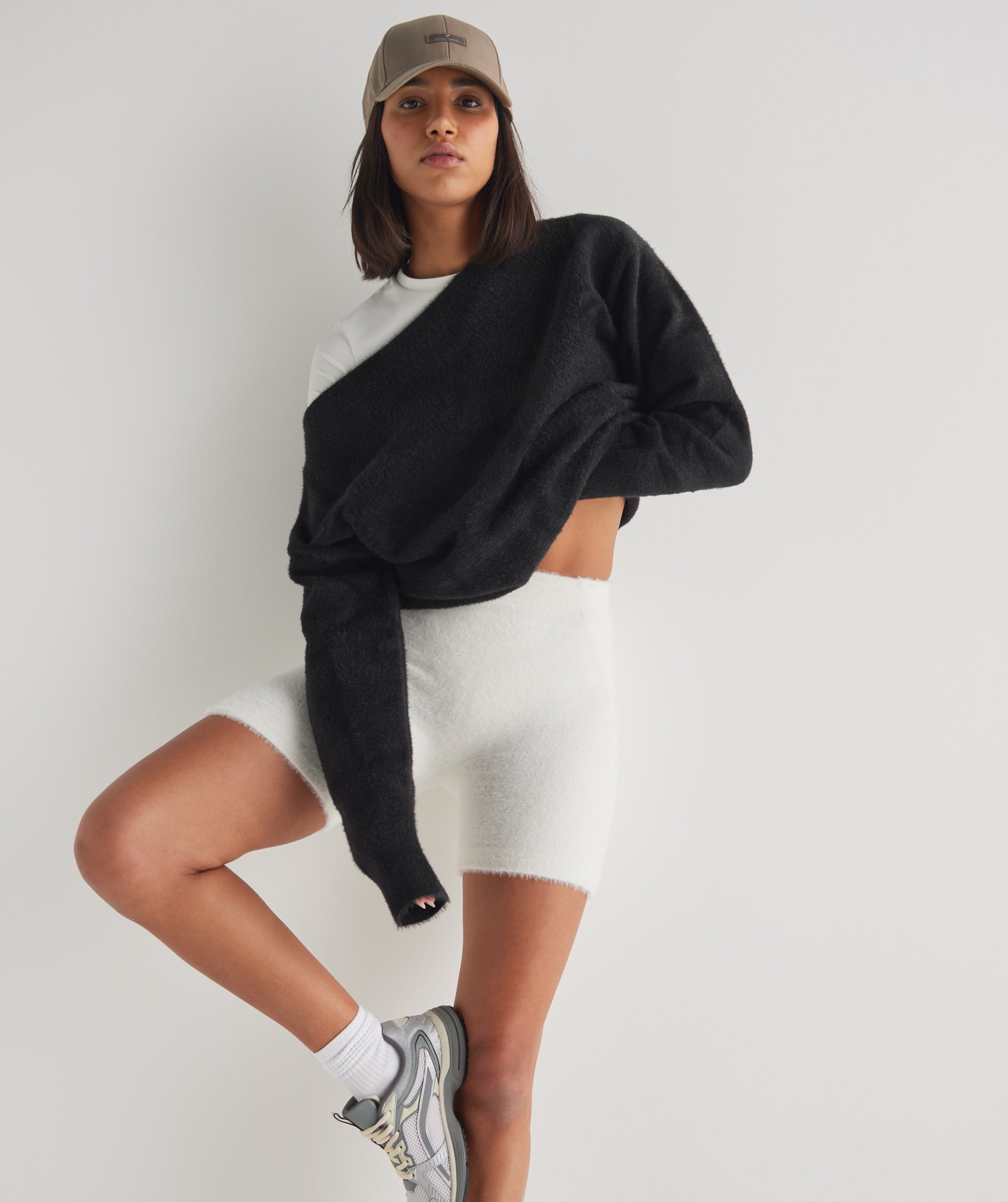Whitney Eyelash Knit Shorts in Skylight White