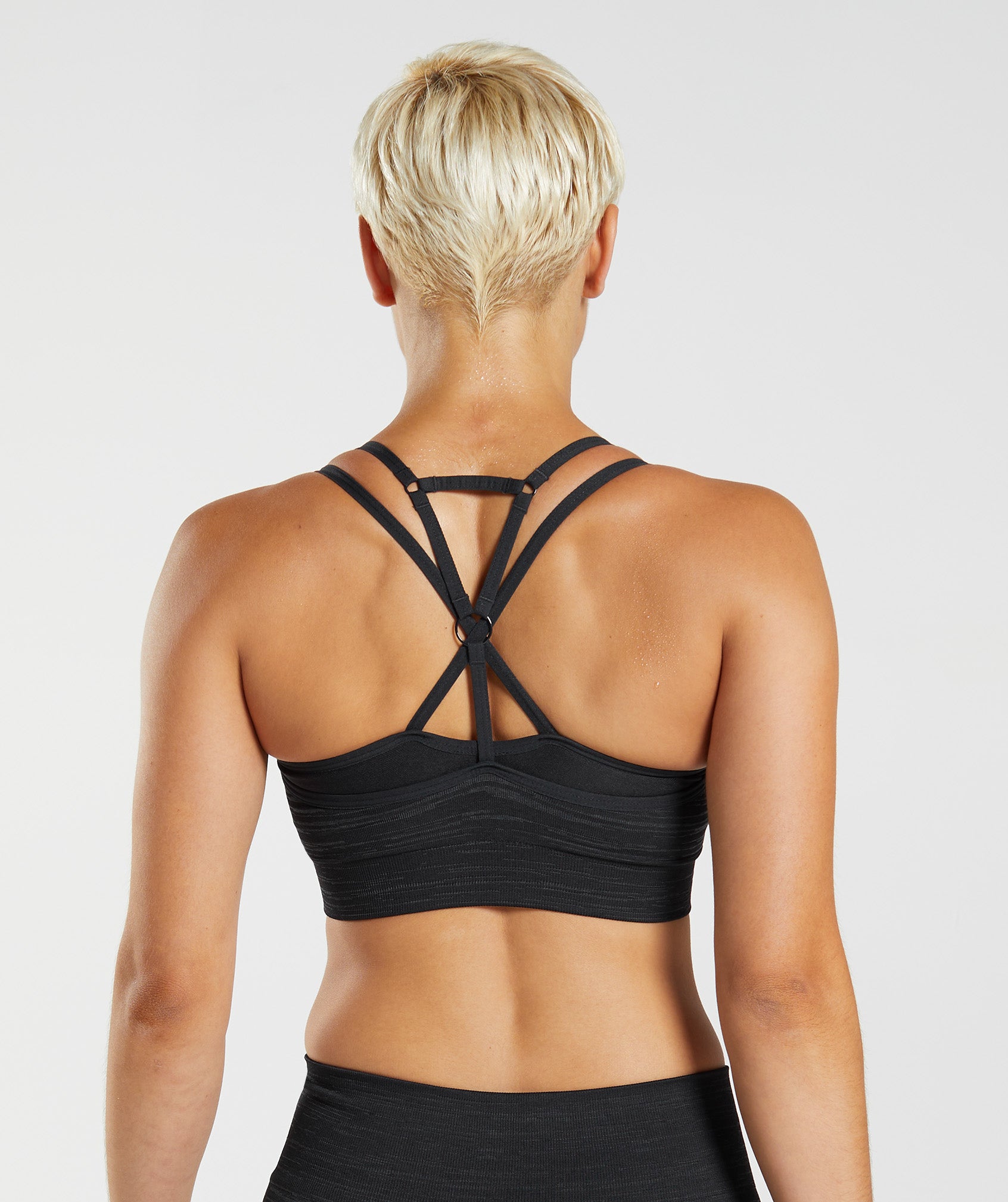 Gymshark Adapt Marl Seamless Sports Bra - VLT, Black/Smokey Grey