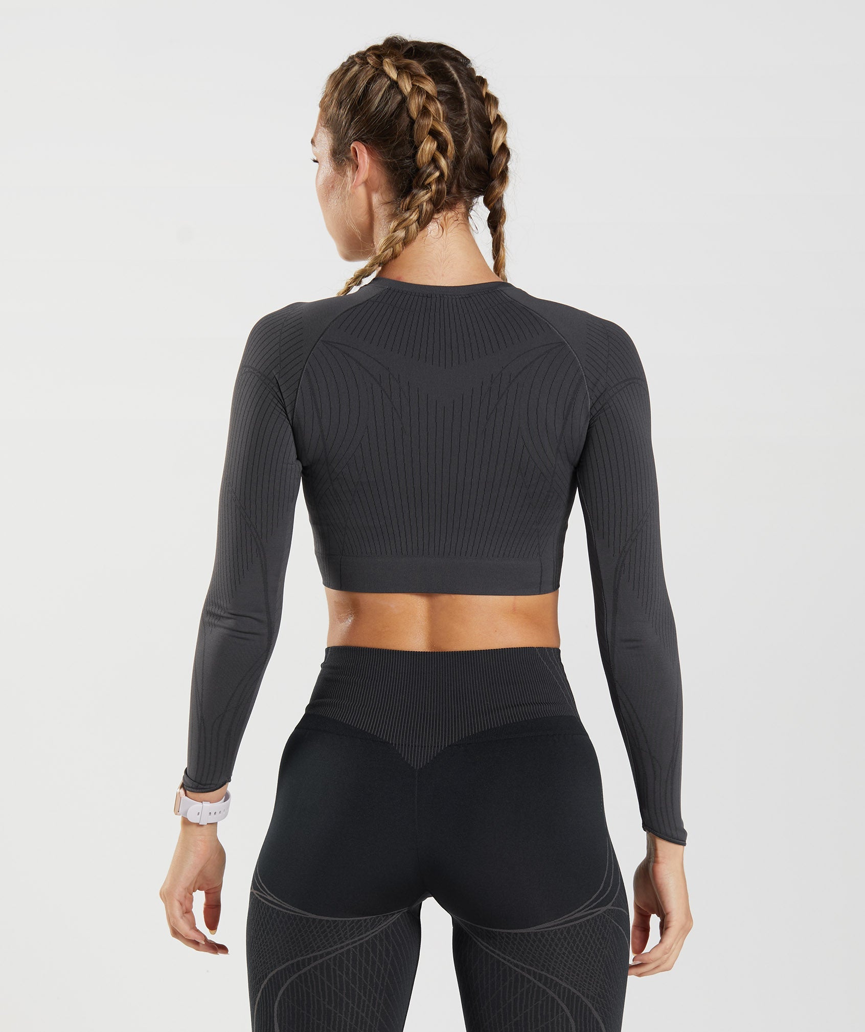 Gymshark Adapt Fleck Seamless Long Sleeve Crop Top - Jewel Green