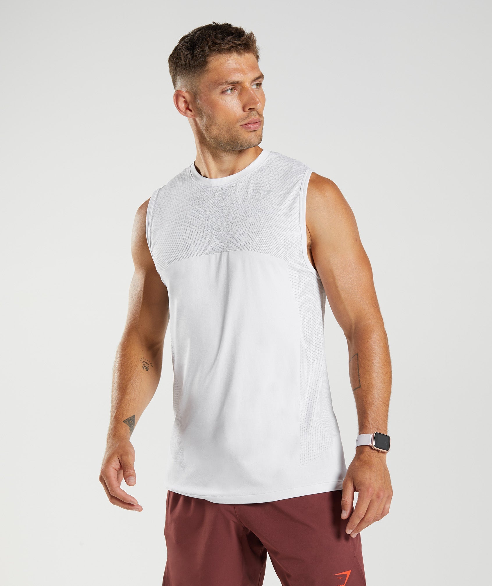 Apex Seamless Tank in White/Light Grey