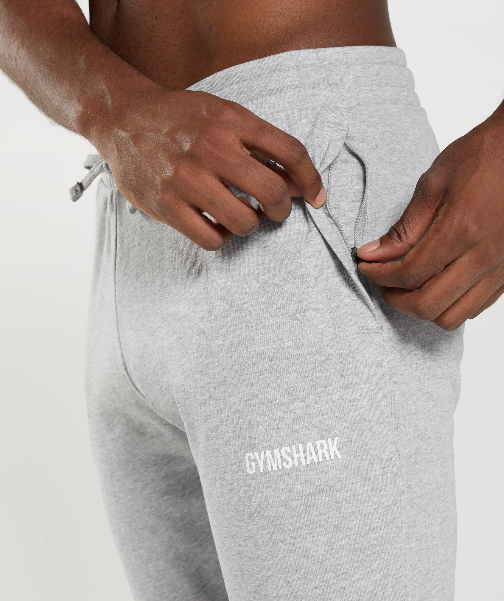 Gymshark Crest Joggers Light Grey Marl Slim Fit Sweatpants Mens Size XL