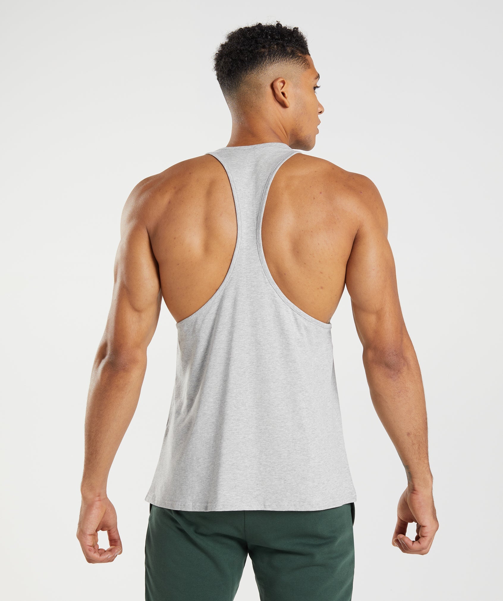 Script Men Stringer Tank Top - Light Gray