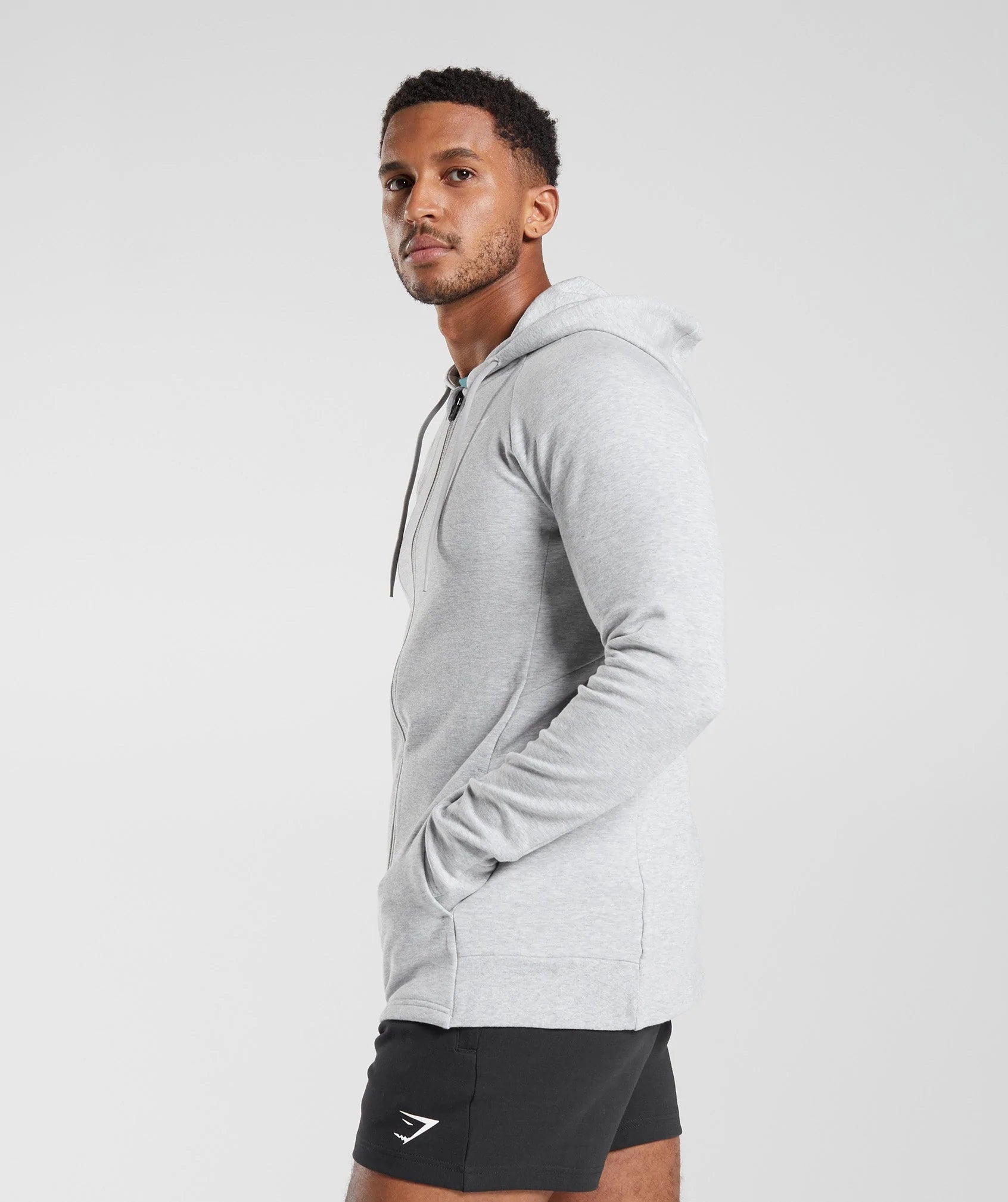 React Zip Hoodie in Light Grey Core Marl