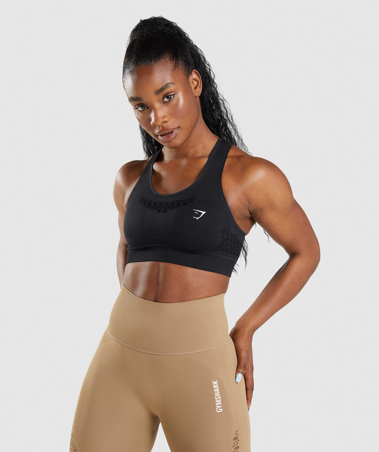 Power Seamless Sports Bra | Washed Light Grey