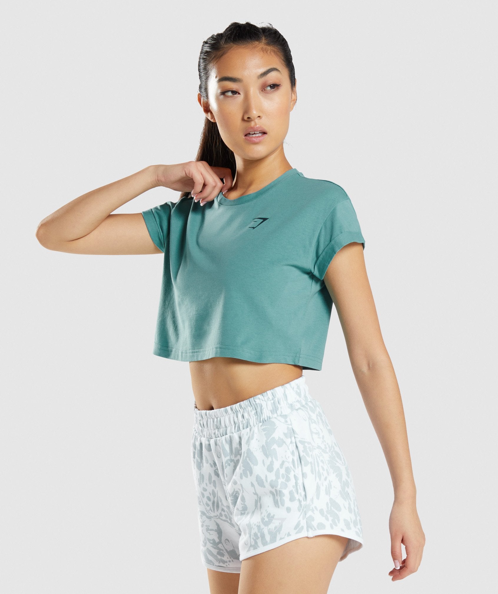 Animal Graphic Crop T-Shirt in Teal - view 4