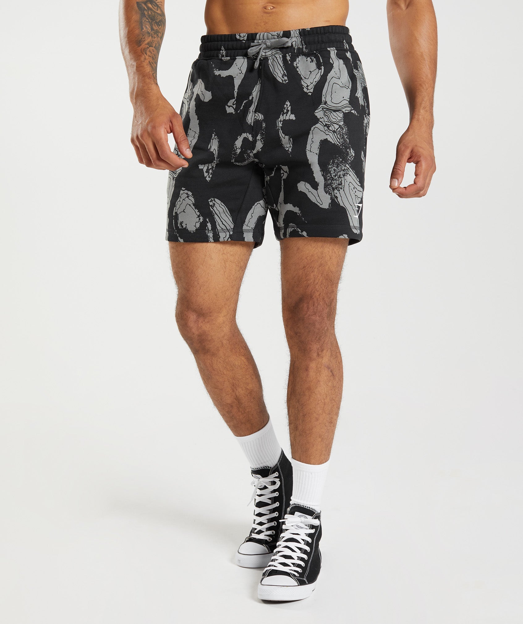 Map Print Shorts in Black Print - view 1