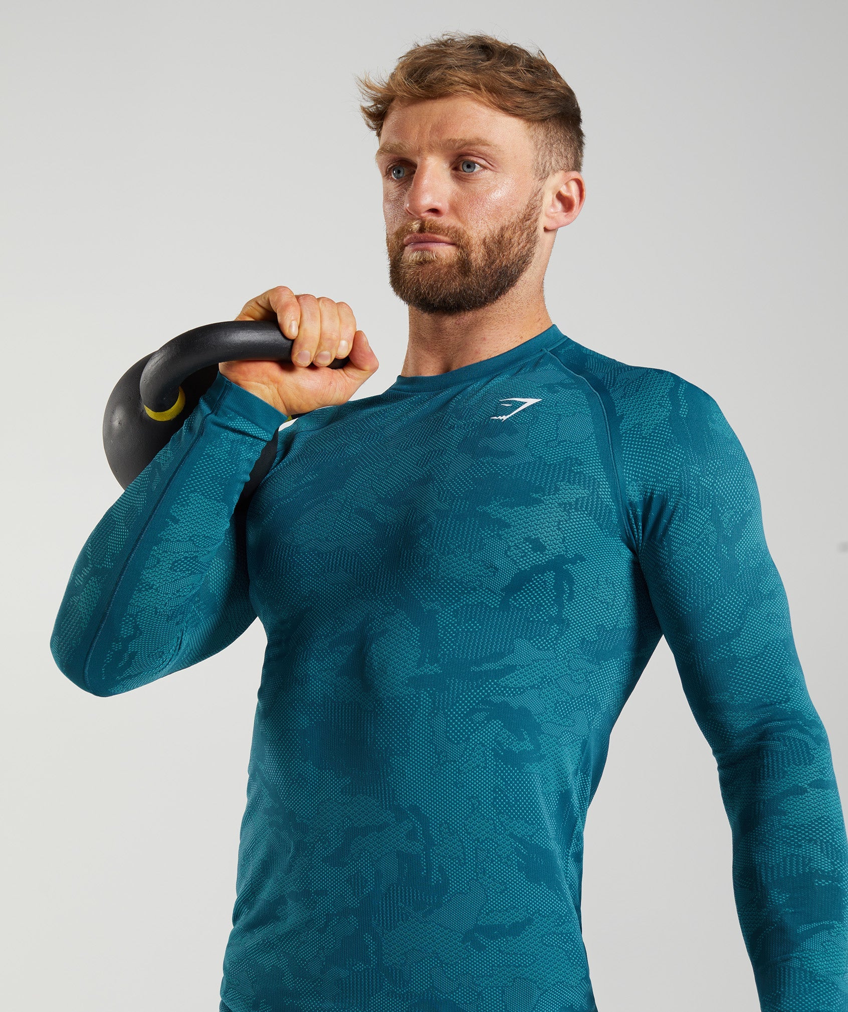 Geo Seamless Long Sleeve T-Shirt in Atlantic Blue/Shark Blue