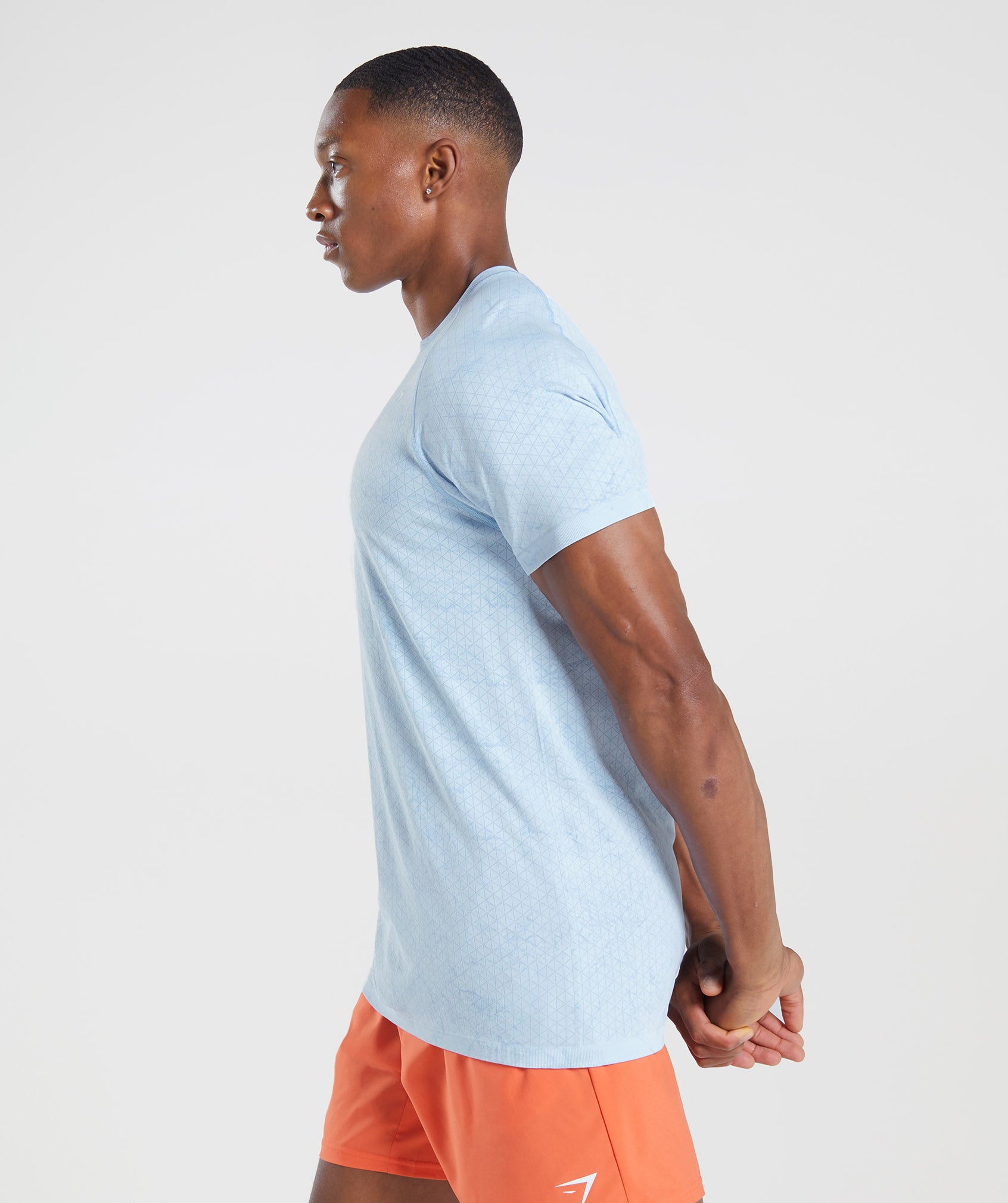 Gymshark Geo Seamless T-Shirt - White/Moonstone Blue