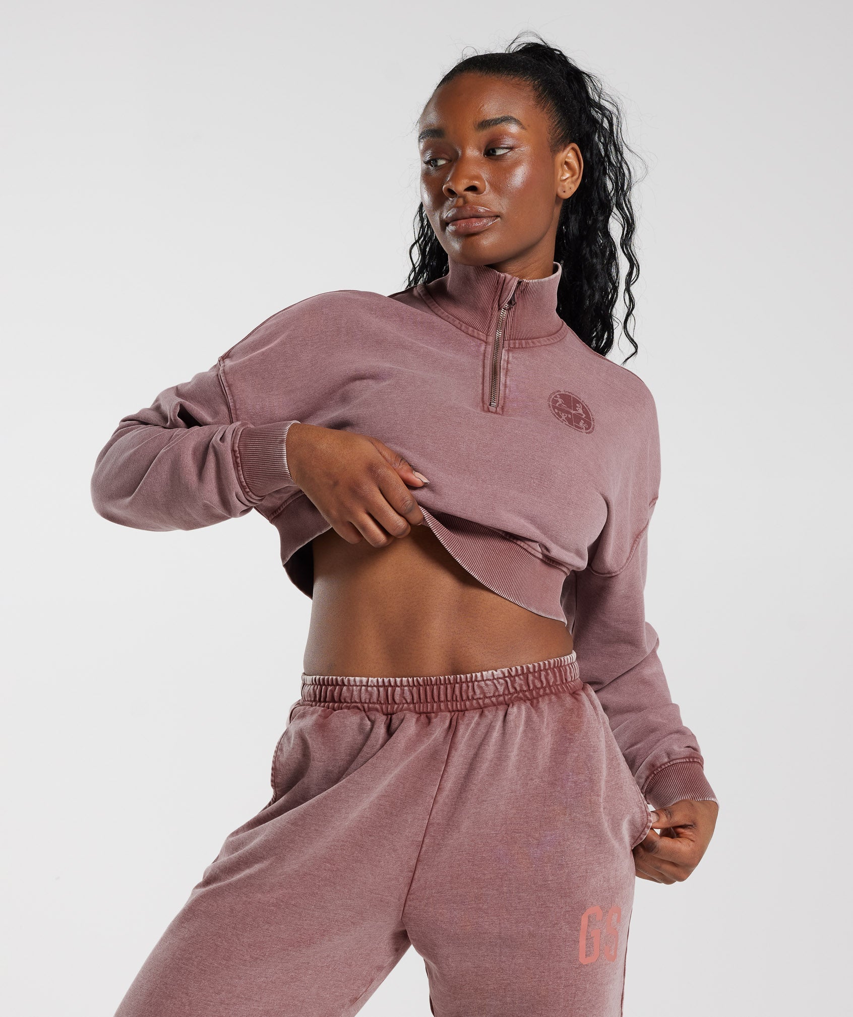 Gymshark Elevate Fleece Midi Jacket - Washed Mauve