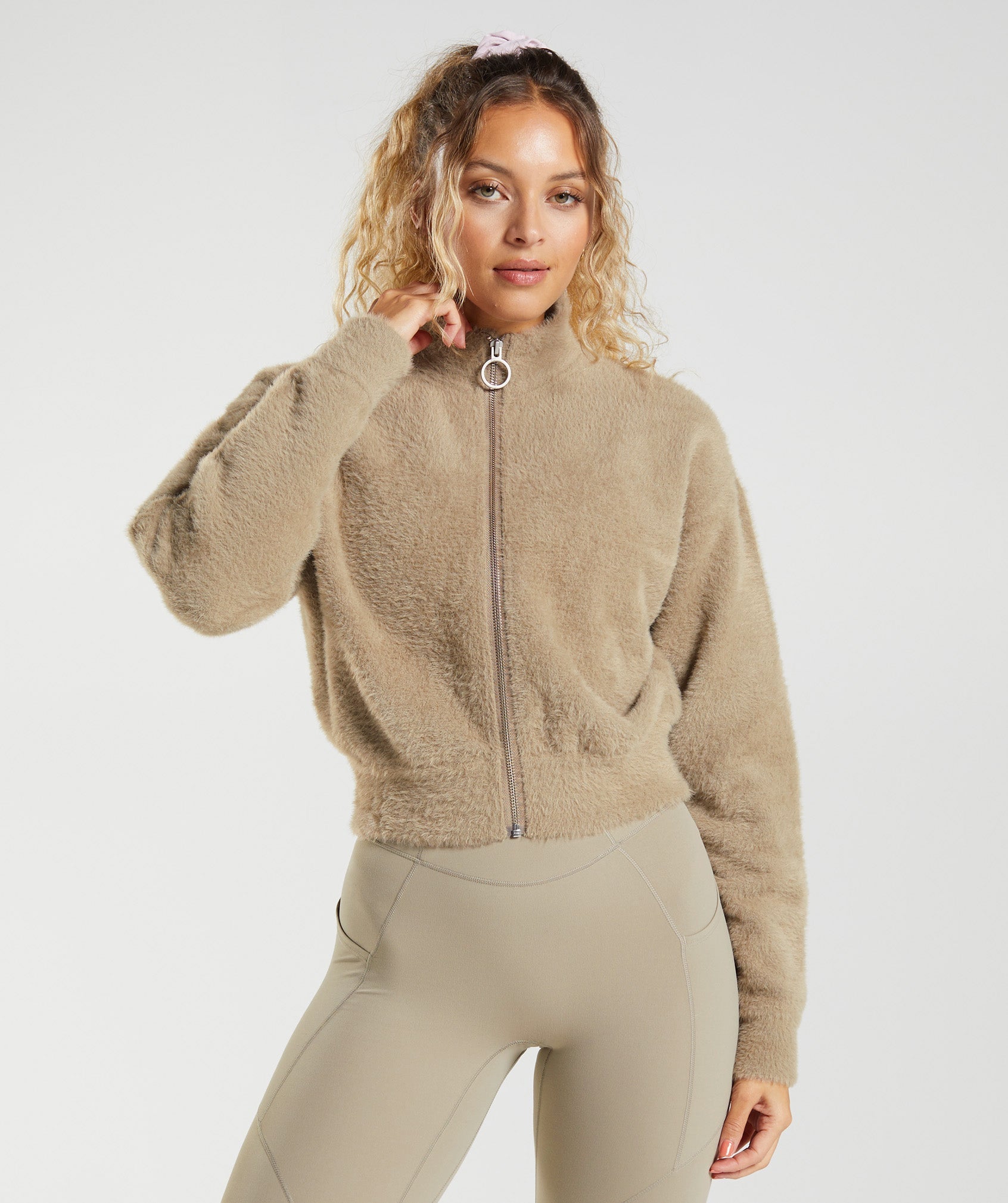 Gymshark Whitney Eyelash Knit Jacket - Skylight White