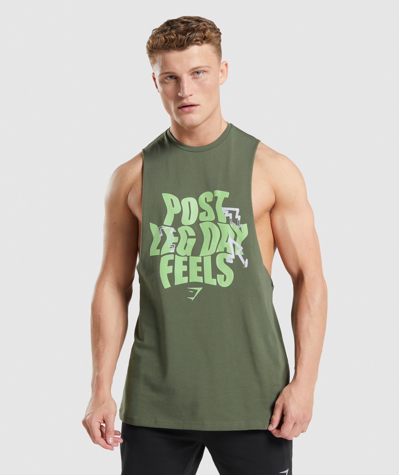 Leg Day Drop Arm Tank in Core Olive