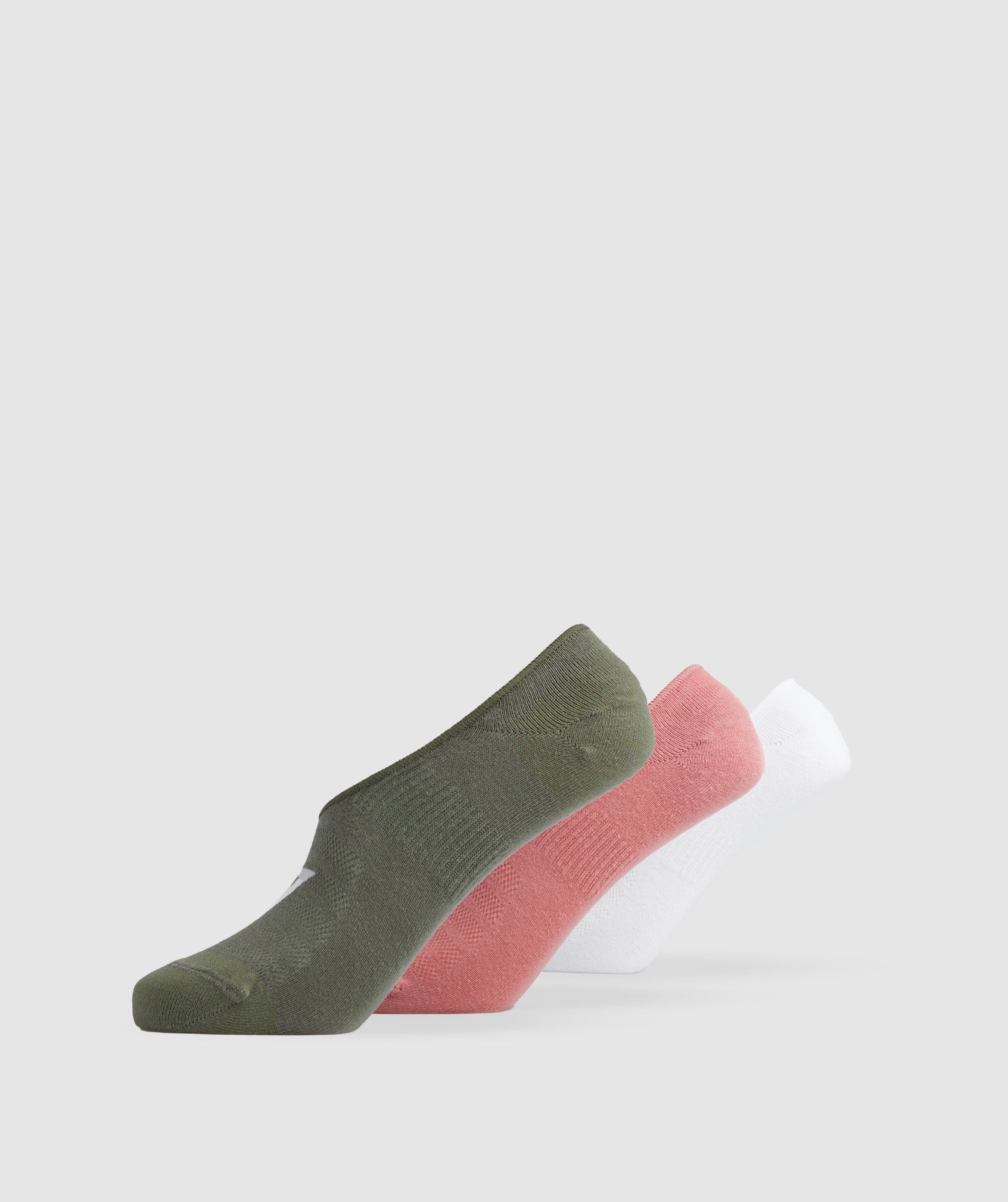 No Show Socks 3pk in Olive/Terracotta Pink/White