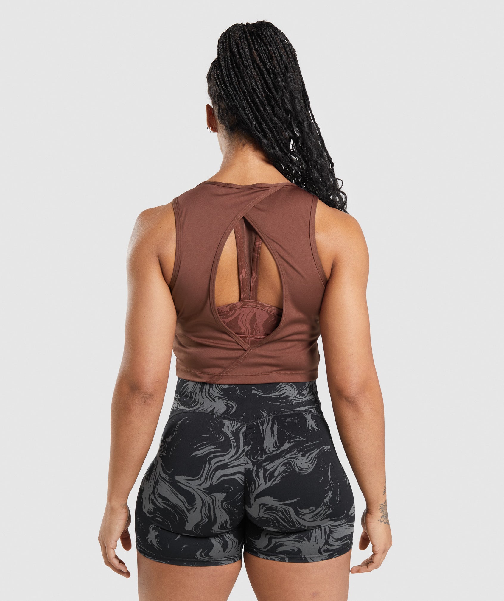 GS Power Open Back Cropped Tank in Cherry Brown
