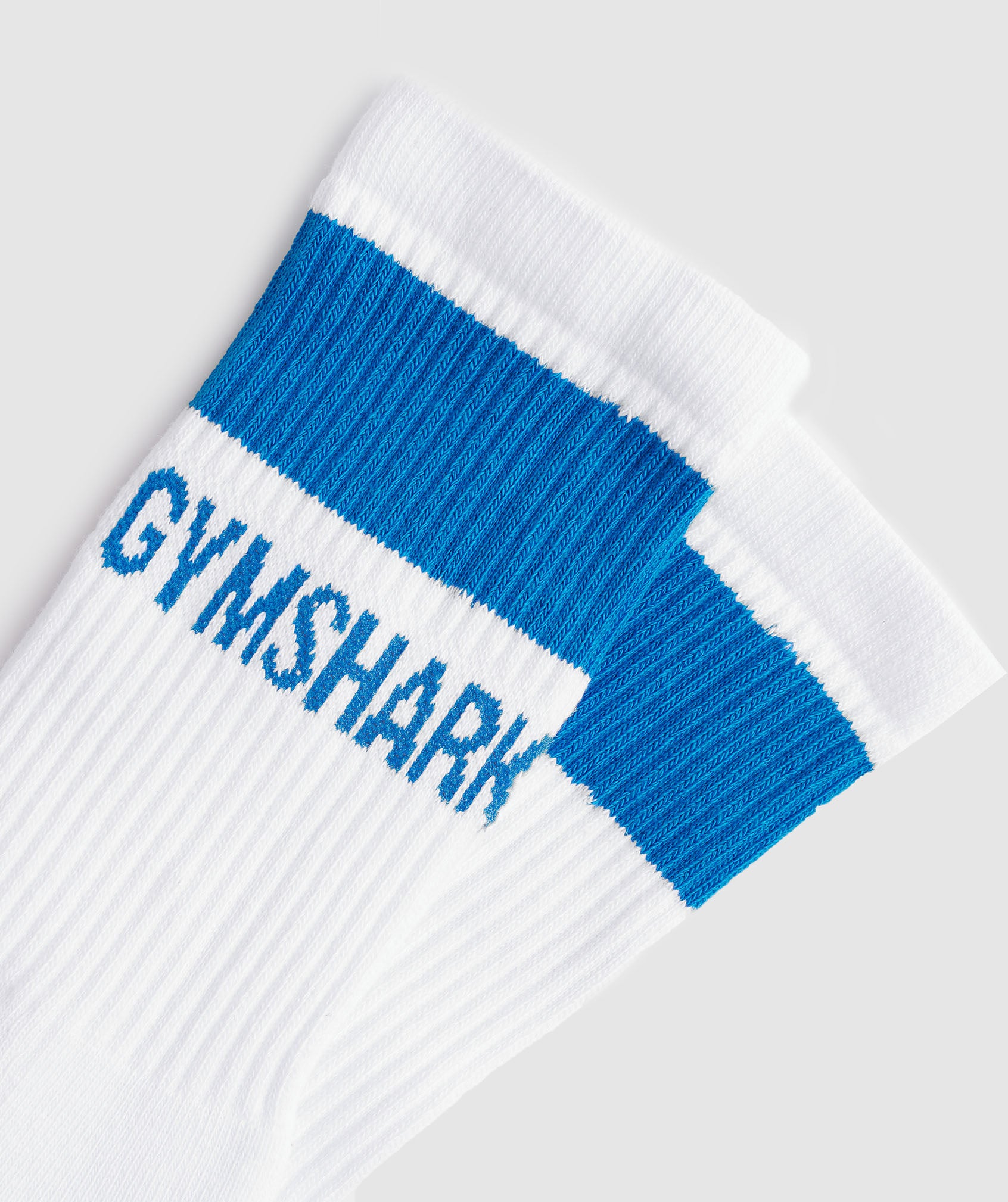 Premium Jacquard Single Socks in White/Meridian Blue