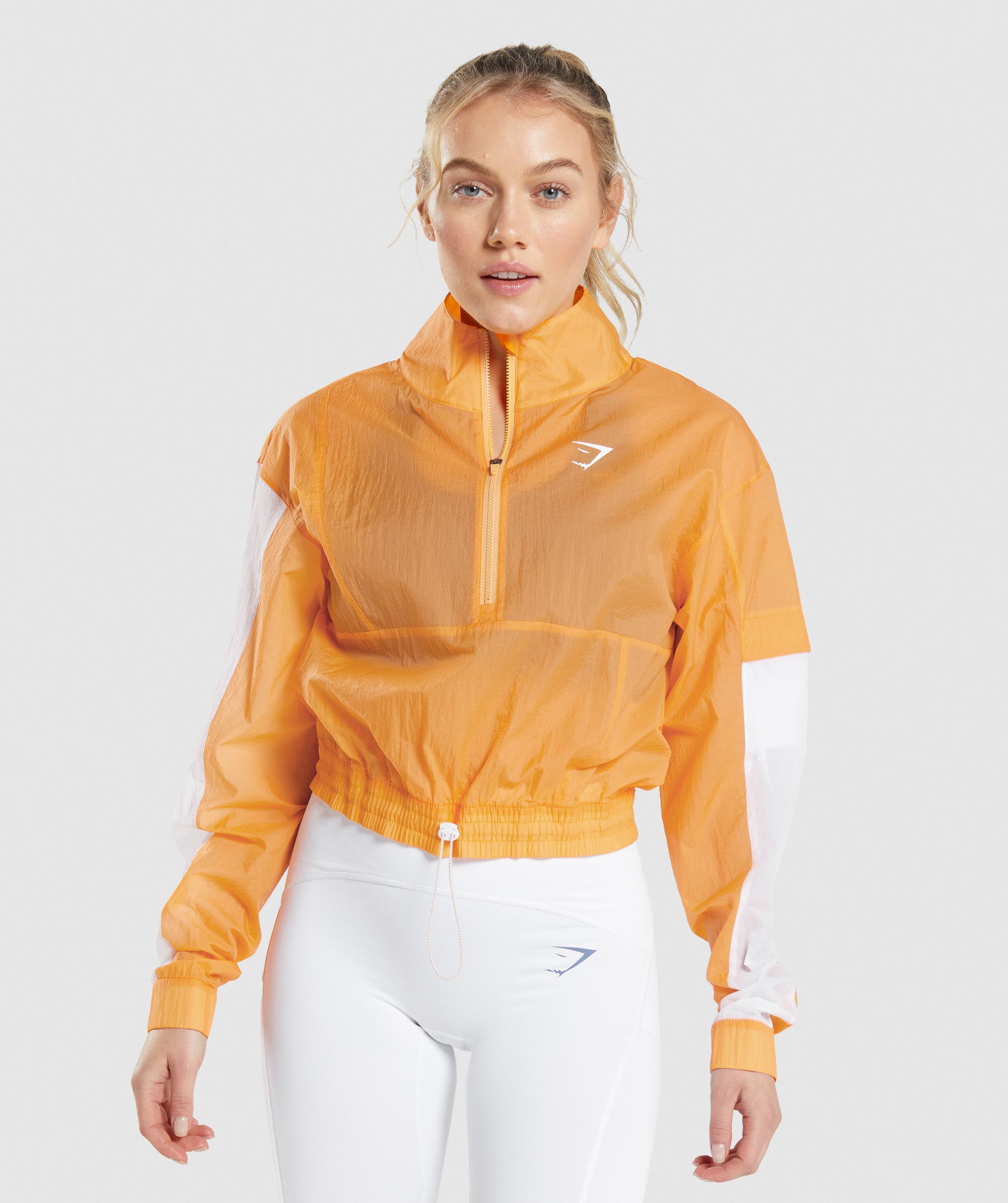 Gymshark Pulse Woven Jacket - Apricot Orange/White | Gymshark